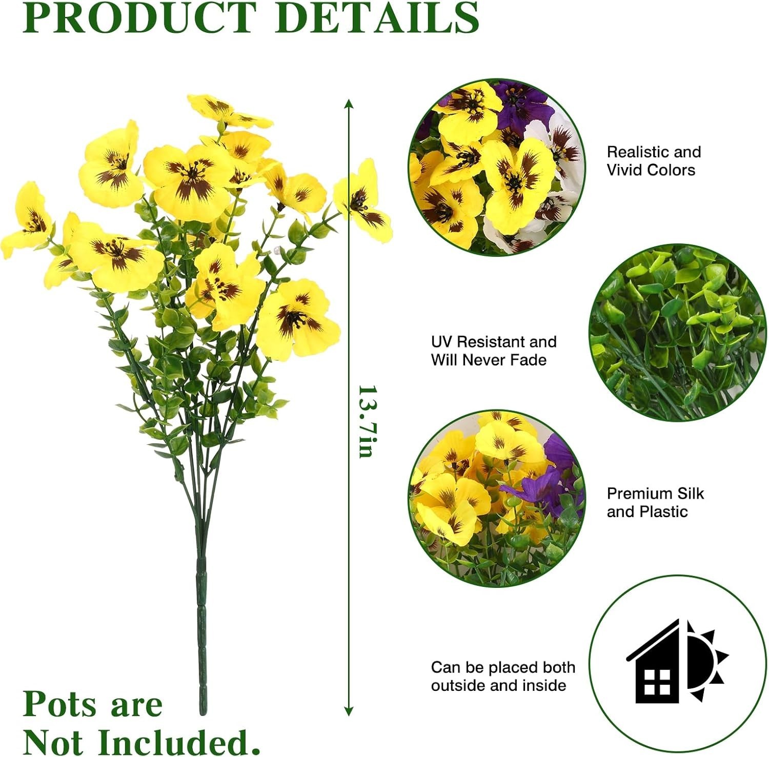 Vibrant 12 Bundle Faux Silk Pansy Set – Perfect for Home and Garden Decorating