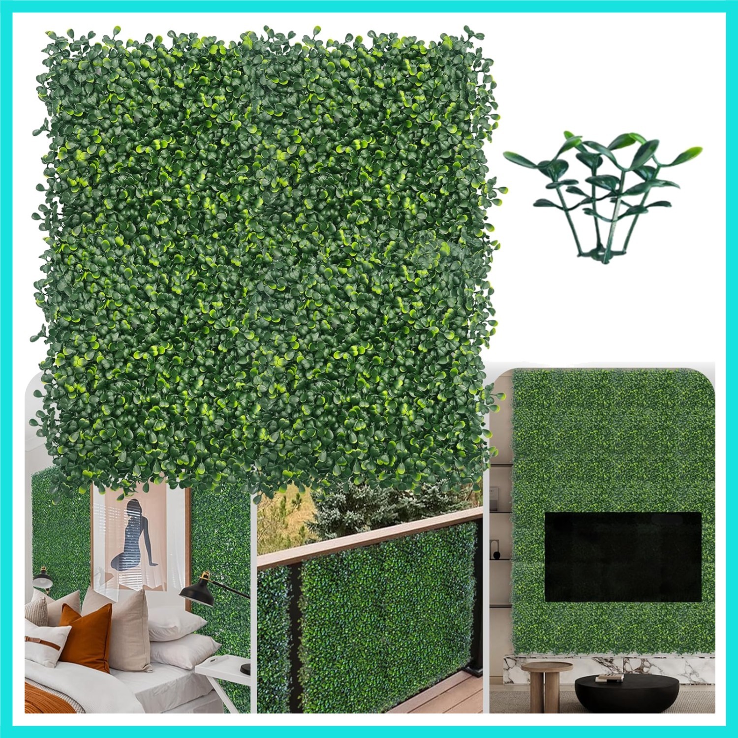 Artificial Grass Wall Panel Backdrop,10 X 10 in 16P11.2 sqft UV-Anti Greenery…