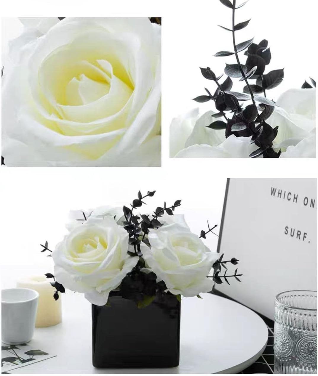 Artificial Flowers with Small Ceramic Vases, Roses in Vases Plastic Artificia…