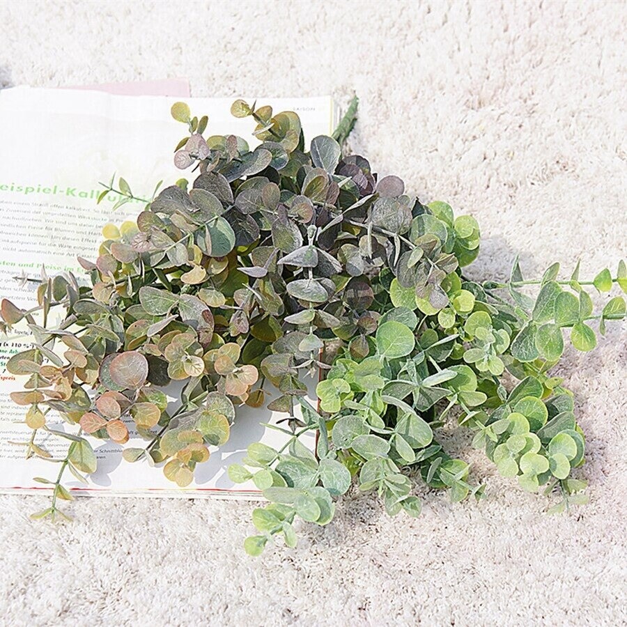 Artificial Plant Leaves Green Eucalyptus Branch for Christmas Wedding Home Decor