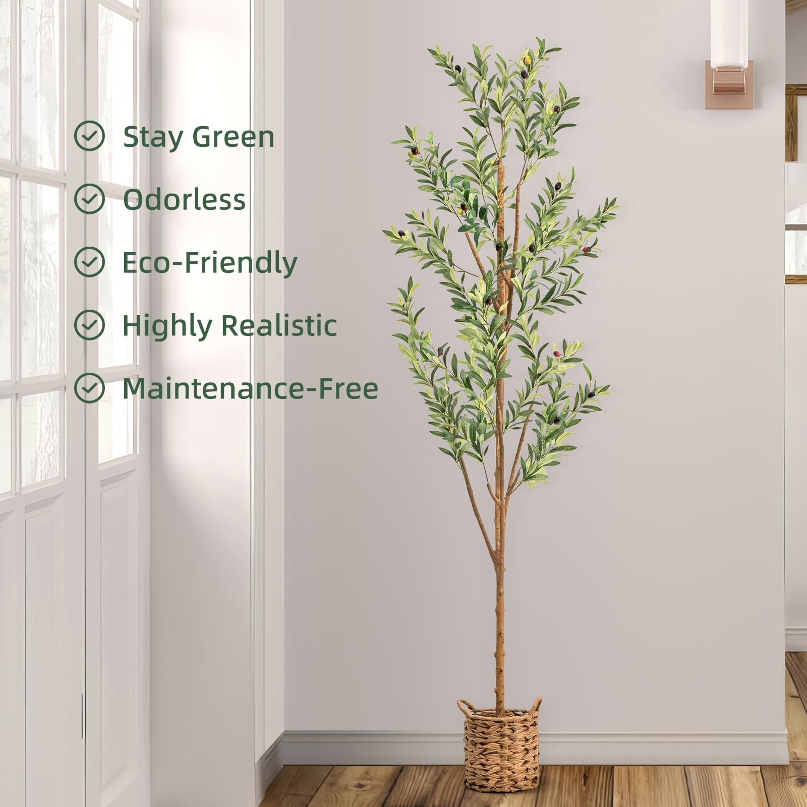 6ft Artificial Olive Tree with LED Fairy Lights, Tall Faux Potted Plant with …