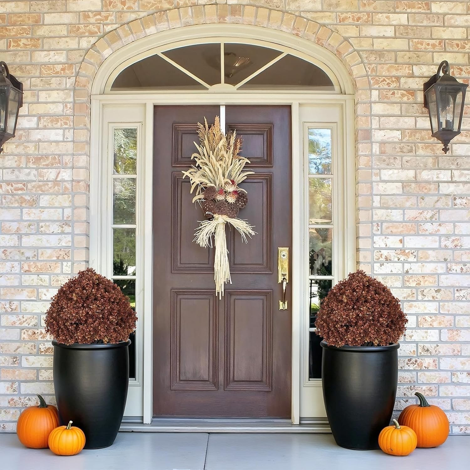 24″ Artificial Boxwood Fall Topiary Trees Set of 2 UV Resistant Faux Plants
