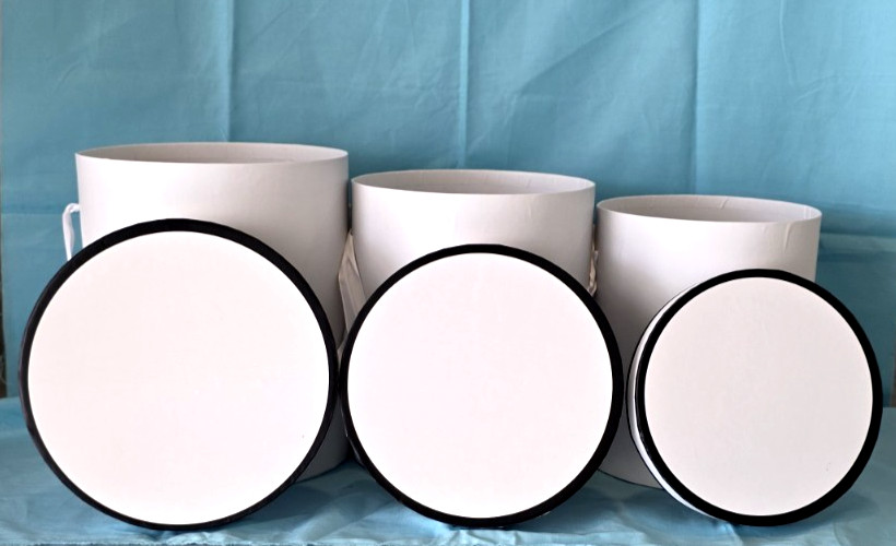 Flower Decor/Gift/Storage Boxes, Set of 3 White w/Ribbon Handles, Cardboard, New