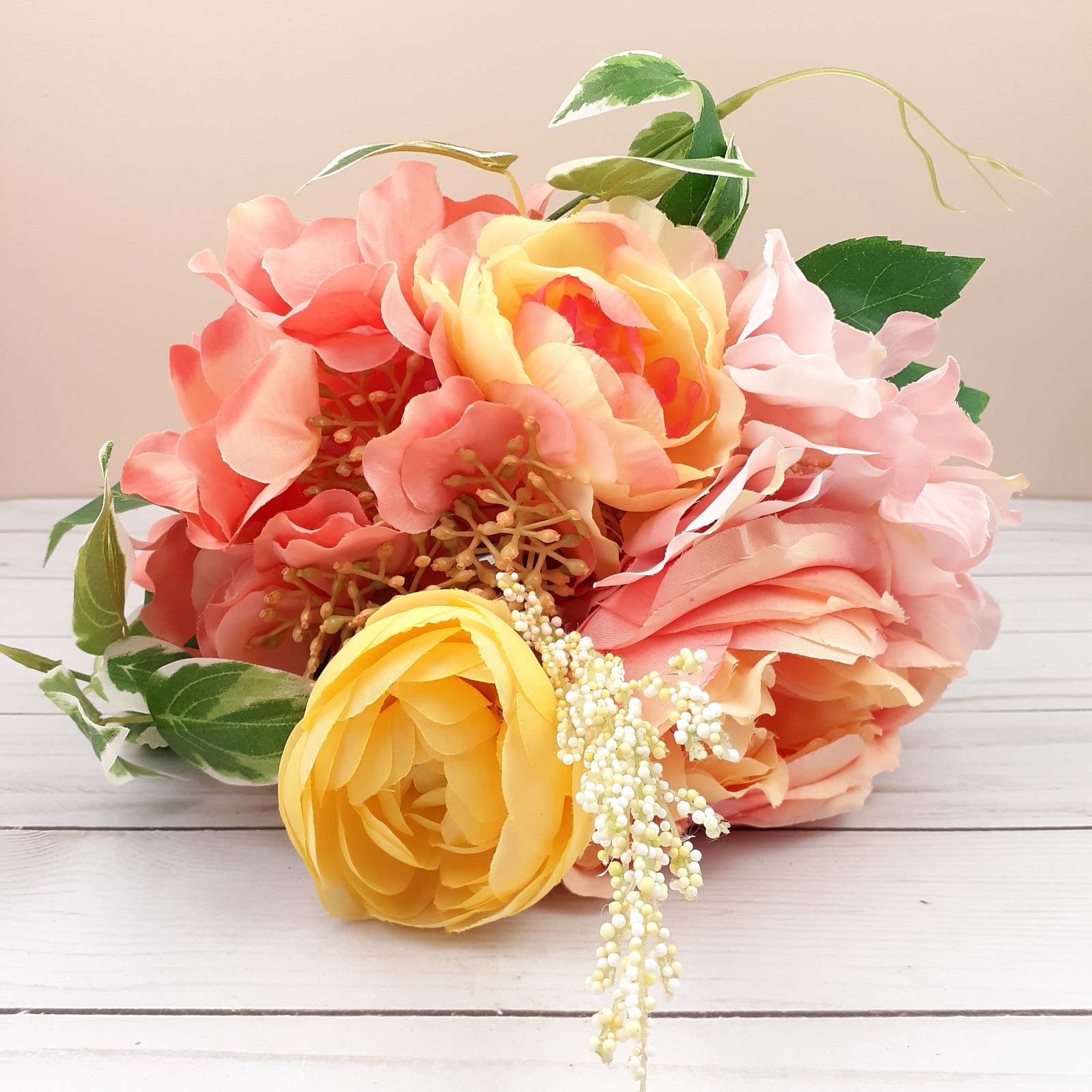Flower Bouquet Spring Floral Decor Wedding Romantic Orange Yellow F13