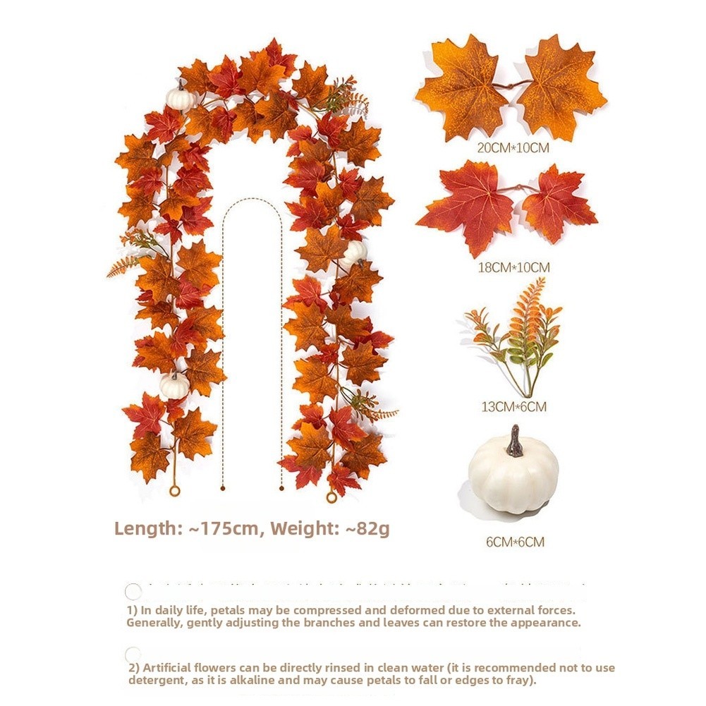 Silk Fabric Maple Leaf Vine Garland for Long-Lasting Autumn Seasonal Decor