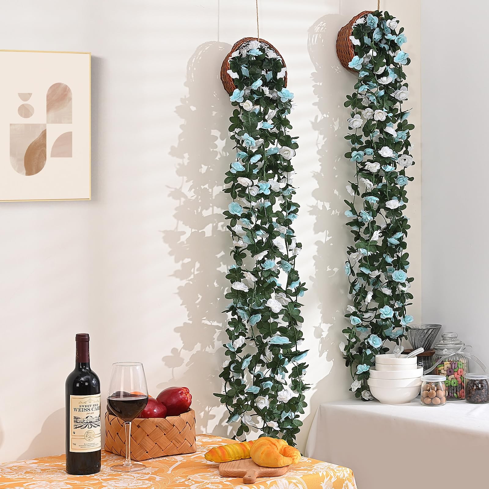 Flower Garland Rose Vines, 5 Strands 41Ft Flowers Vines for Bedroom with 33 F…