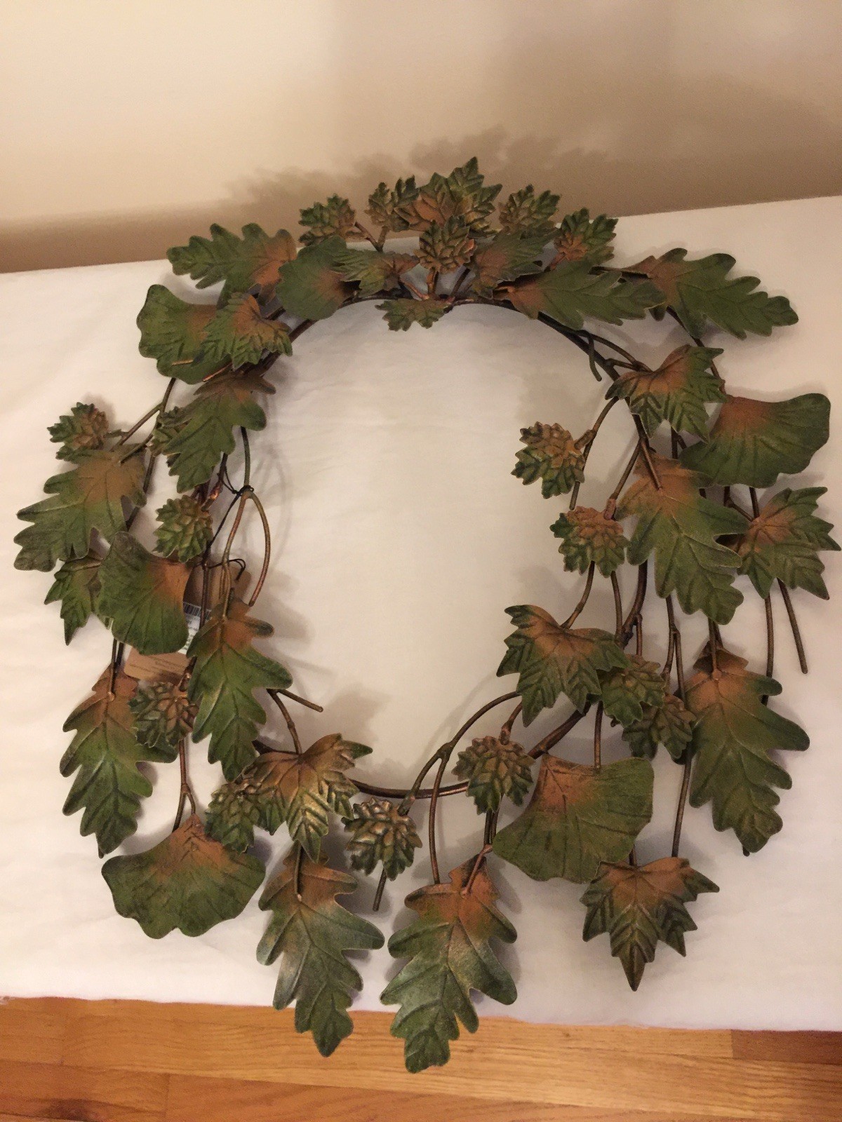 NWD Green Metal Evergreen Enterprises Leaf Wreath Wall Decor 20” H X 18” W