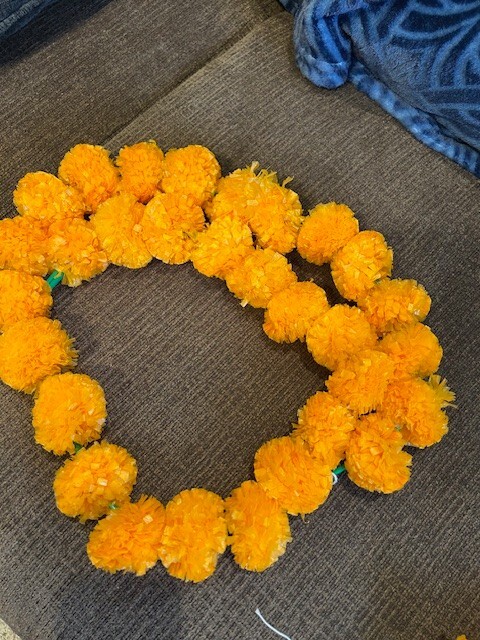 Artificial Orange Marigold Flower Home Decor Art Garland, 75 pieces. USA Seller
