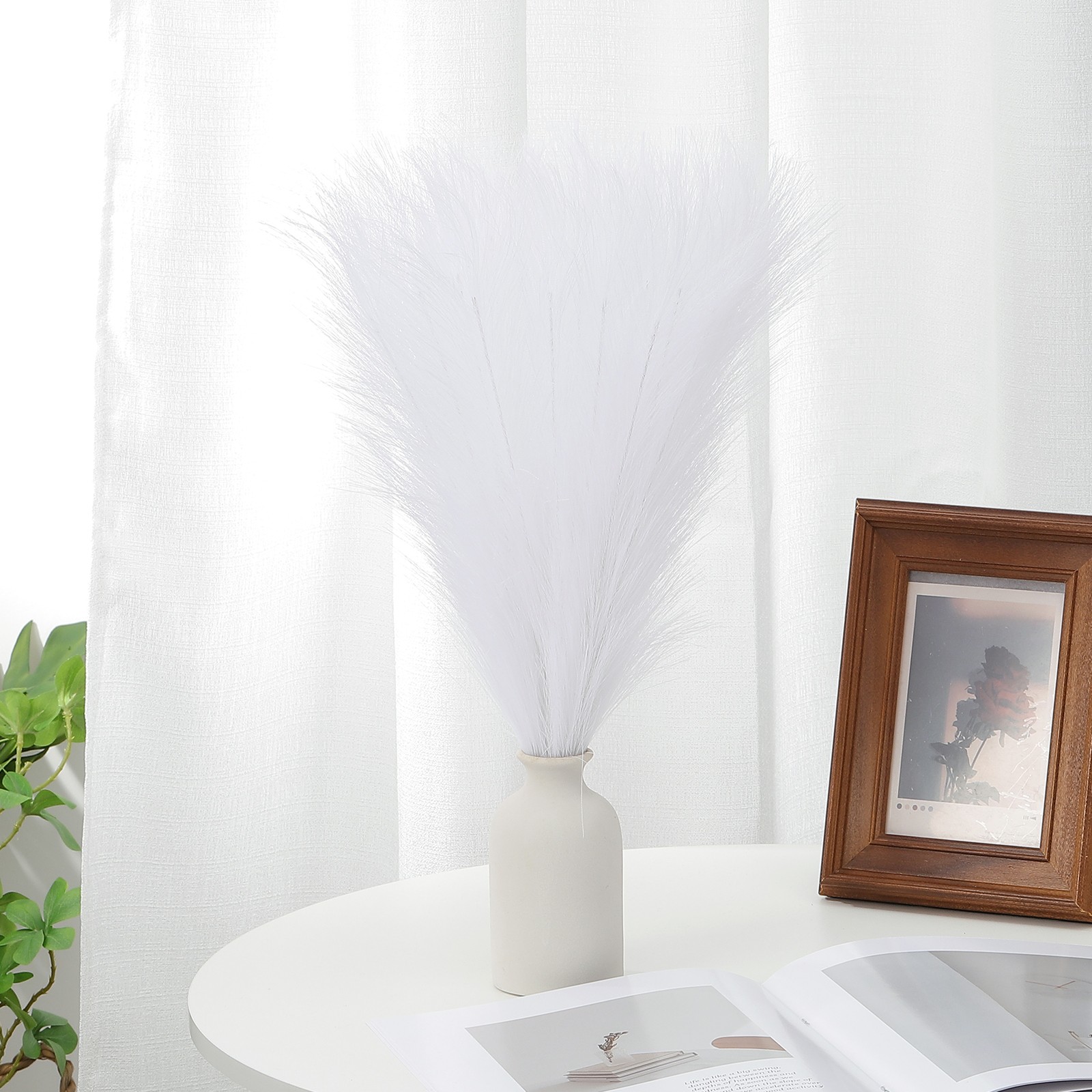 21.7in Pampas Grass Decor, 50pcs Artificial Pampas Grass Bulk, White