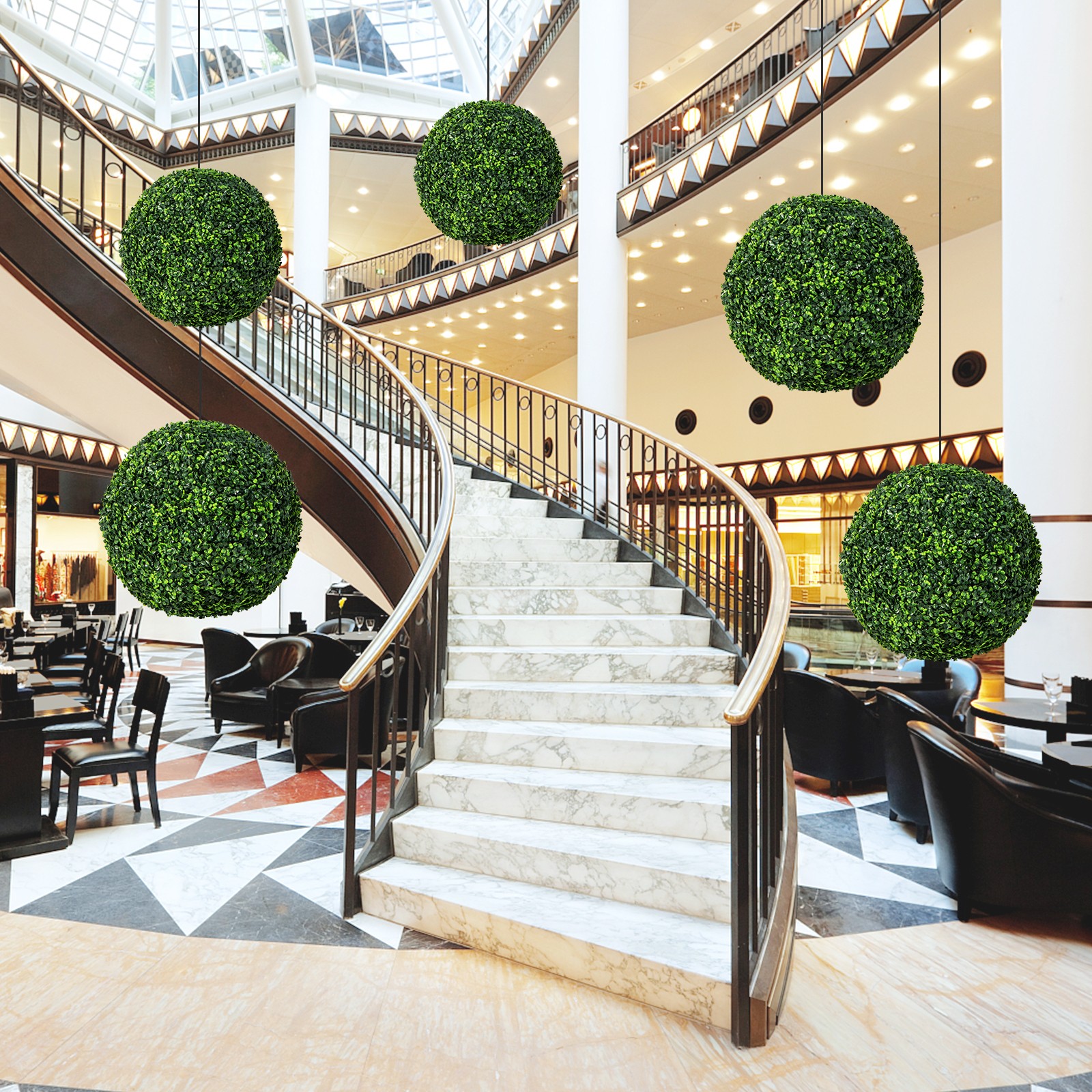 2 PCS Artificial Plant Topiary Ball 19″ Faux Decorative Balls for Indoor Outdoor