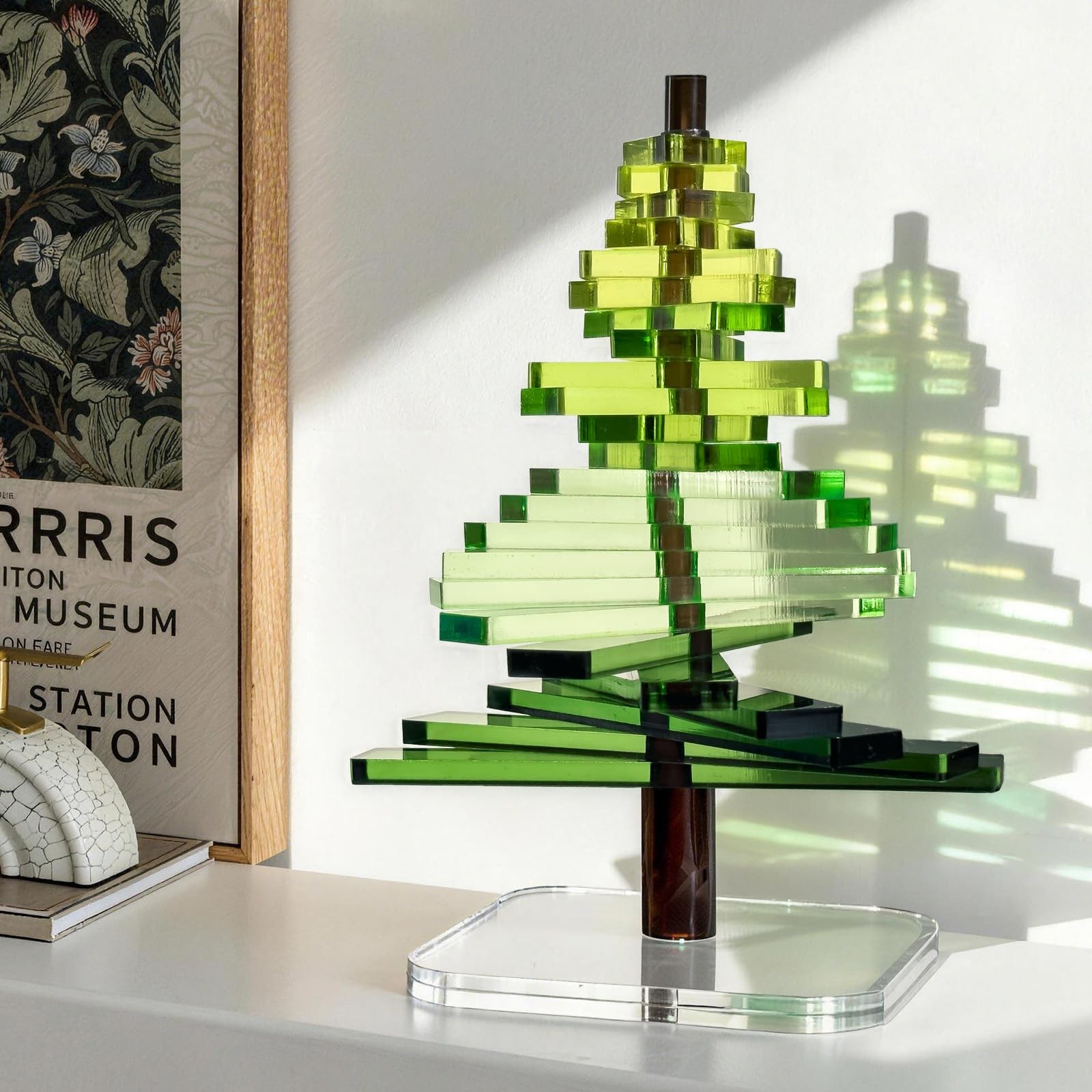 Translucent DIY Acrylic Tree Rotating Branches Modern Ornament Office Desktop