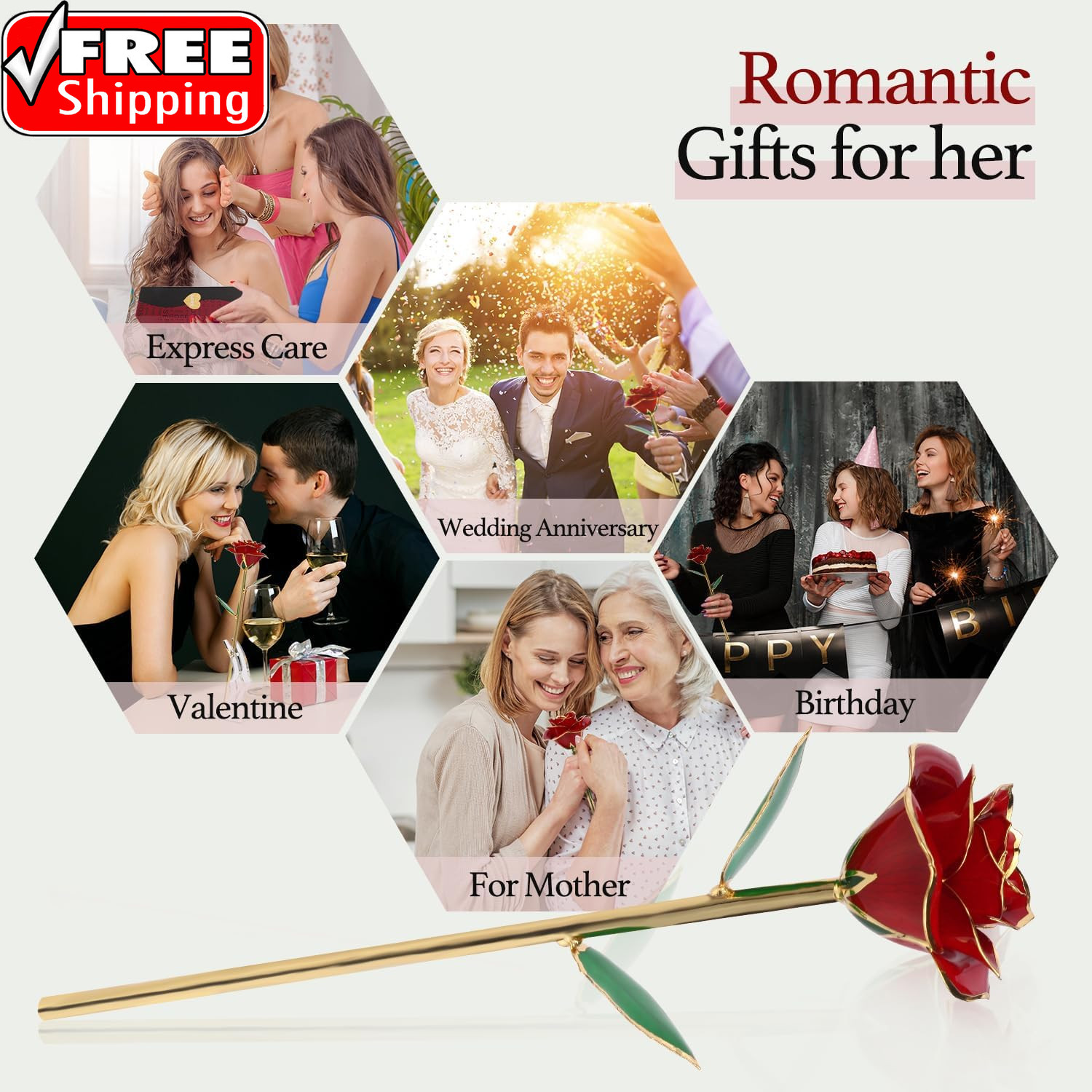 Gold Dipped Rose 24K Red Gold Plated Rose – Everlasting Long Stem Real Rose Exqu