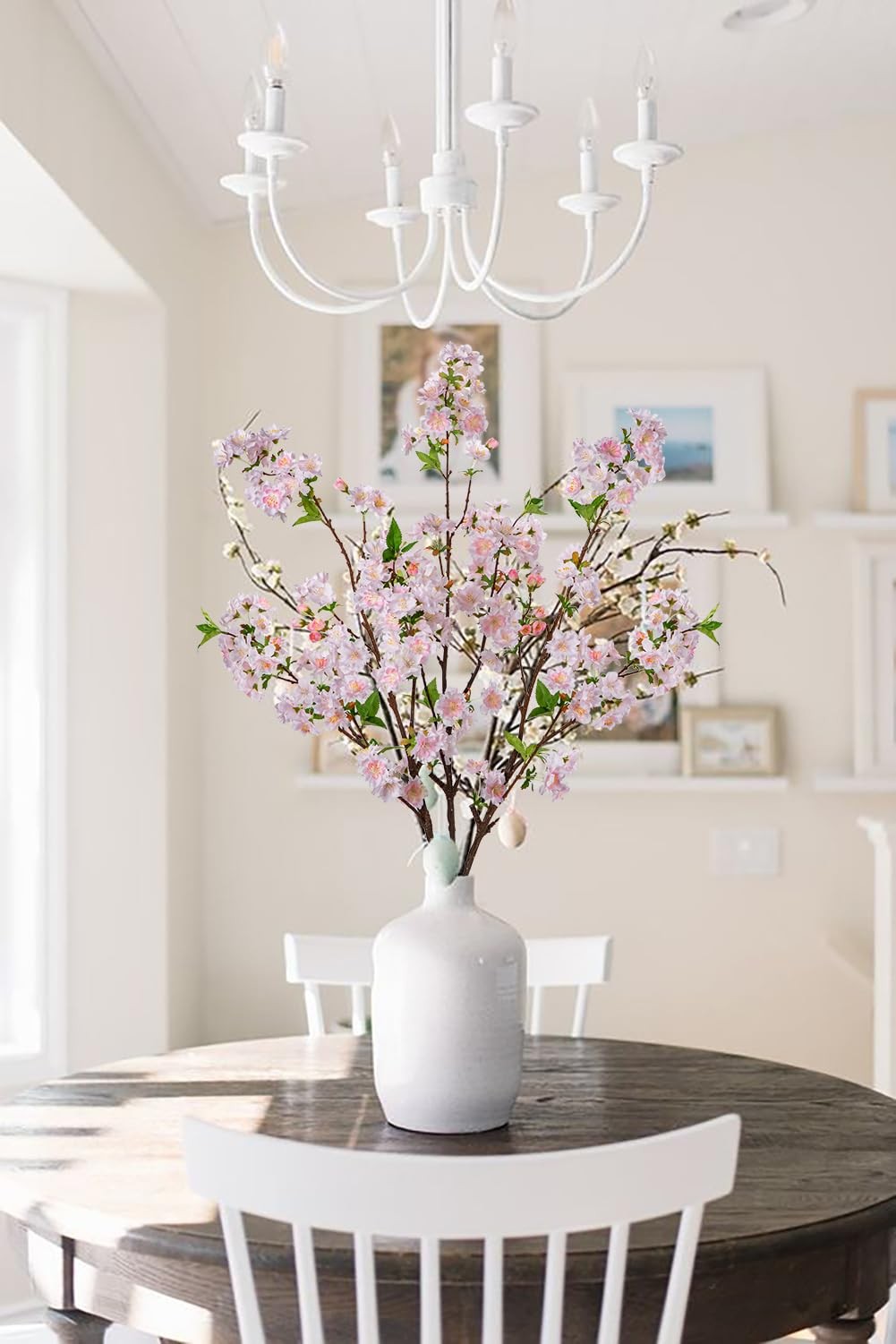39″ Tall Cherry Blossom Branches for Vase Faux Cherry Flowers Light Pink Peac…
