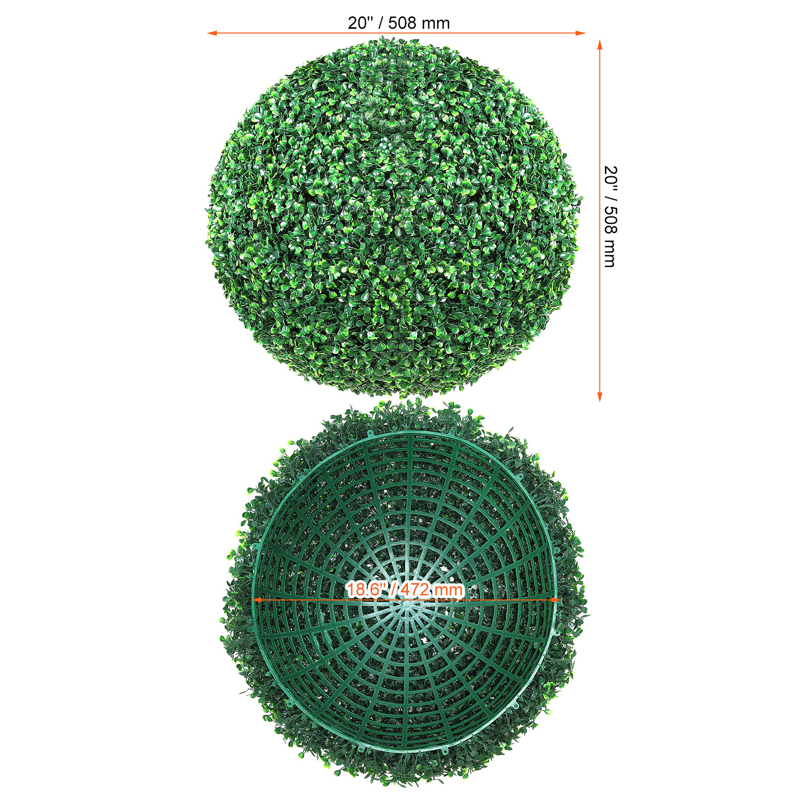 VEVOR 2PCS 20″ 50cm Artificial Topiary Greenery Ball Fake Plants Outdoor Indoor