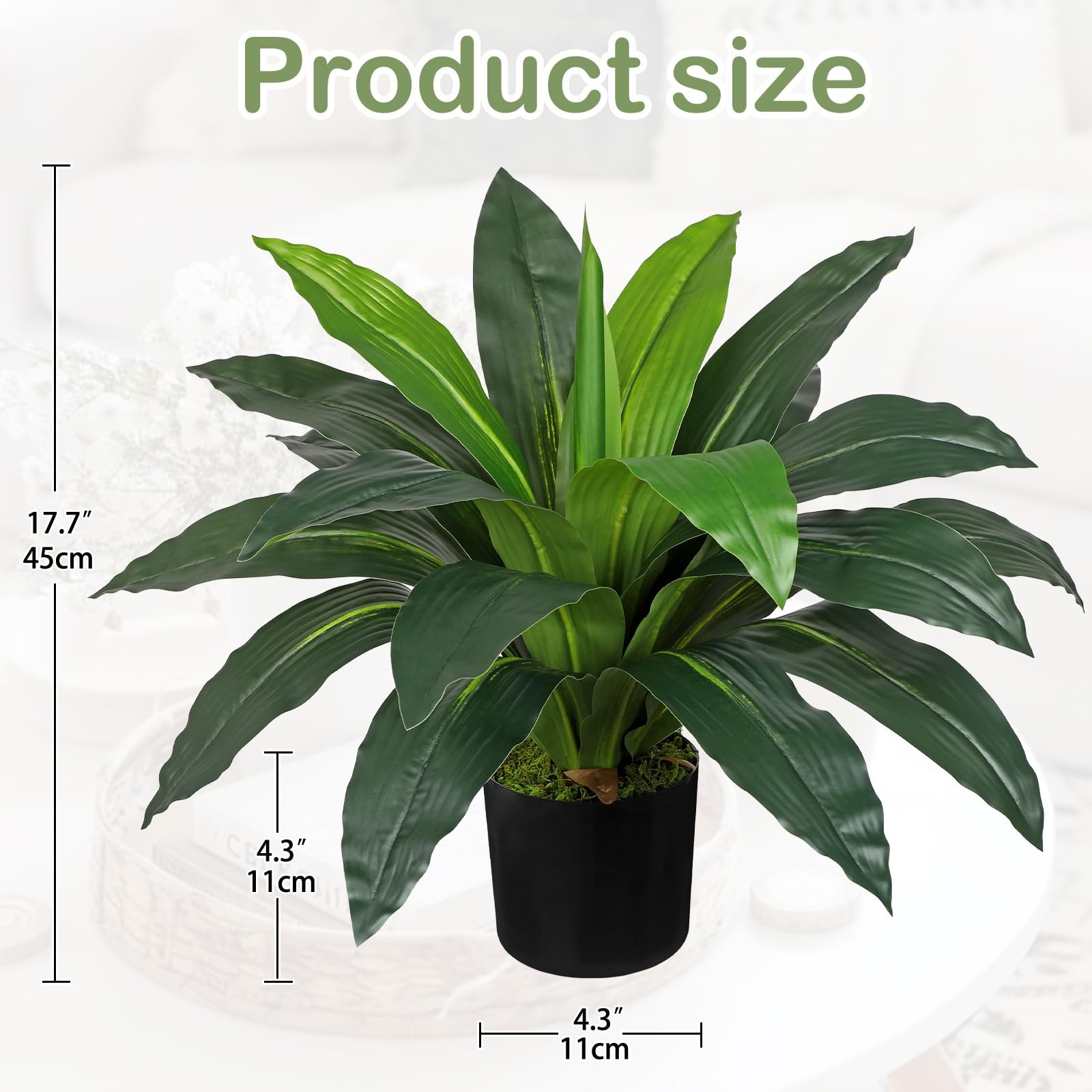 Faux Plants 17 Inch Dracaena Artificial Indoor Yucca Potted 19 Leaves 1 PC