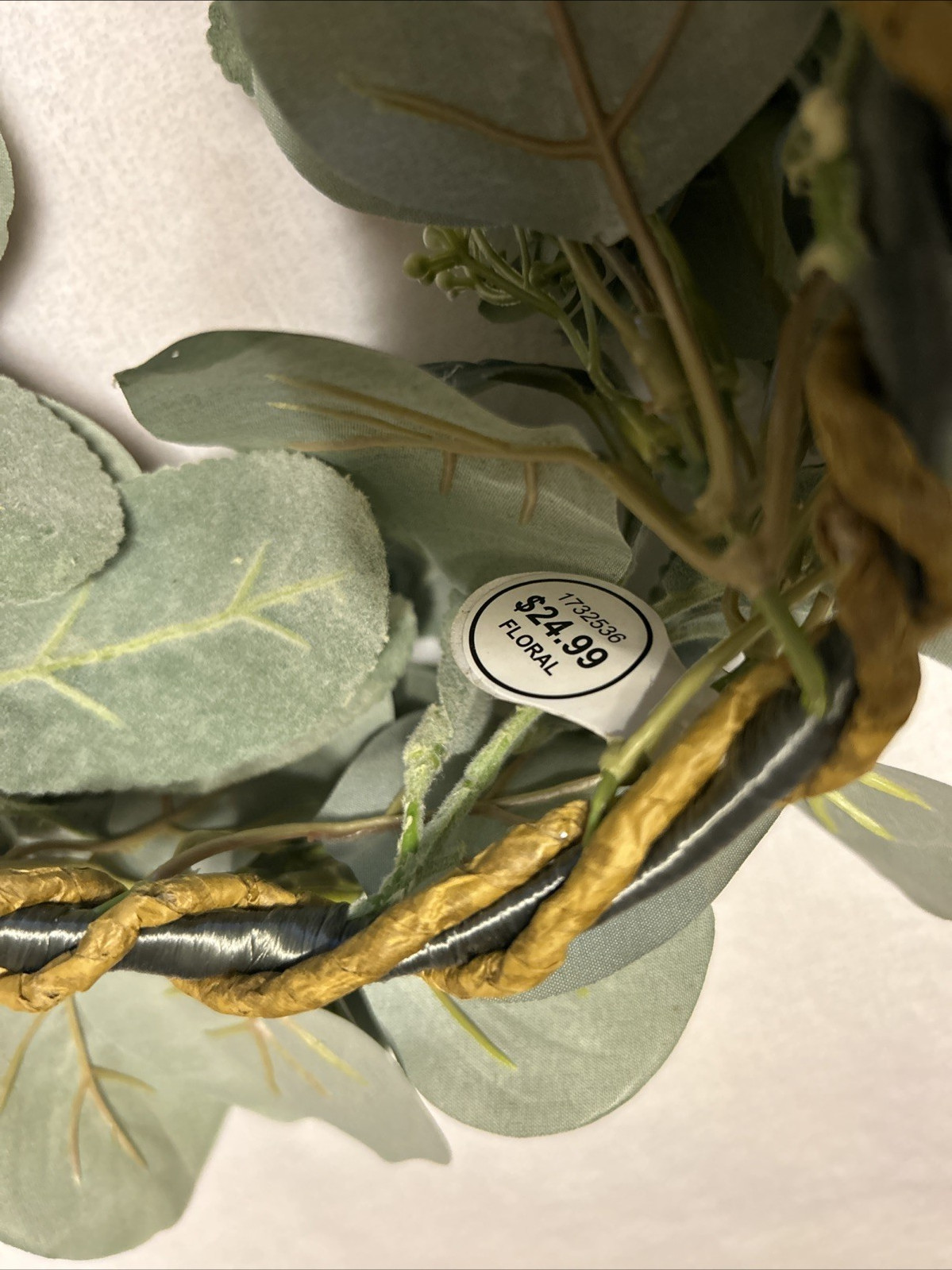 Hobby Lobby Wreath Faux Lambs Ear and Eucalyptus & White Berries 14″