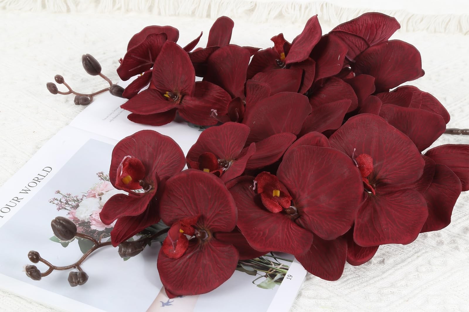 41.3in Orchids Artificial Flowers Faux Orchid 6PCS Velvet Silk Orchids that L…