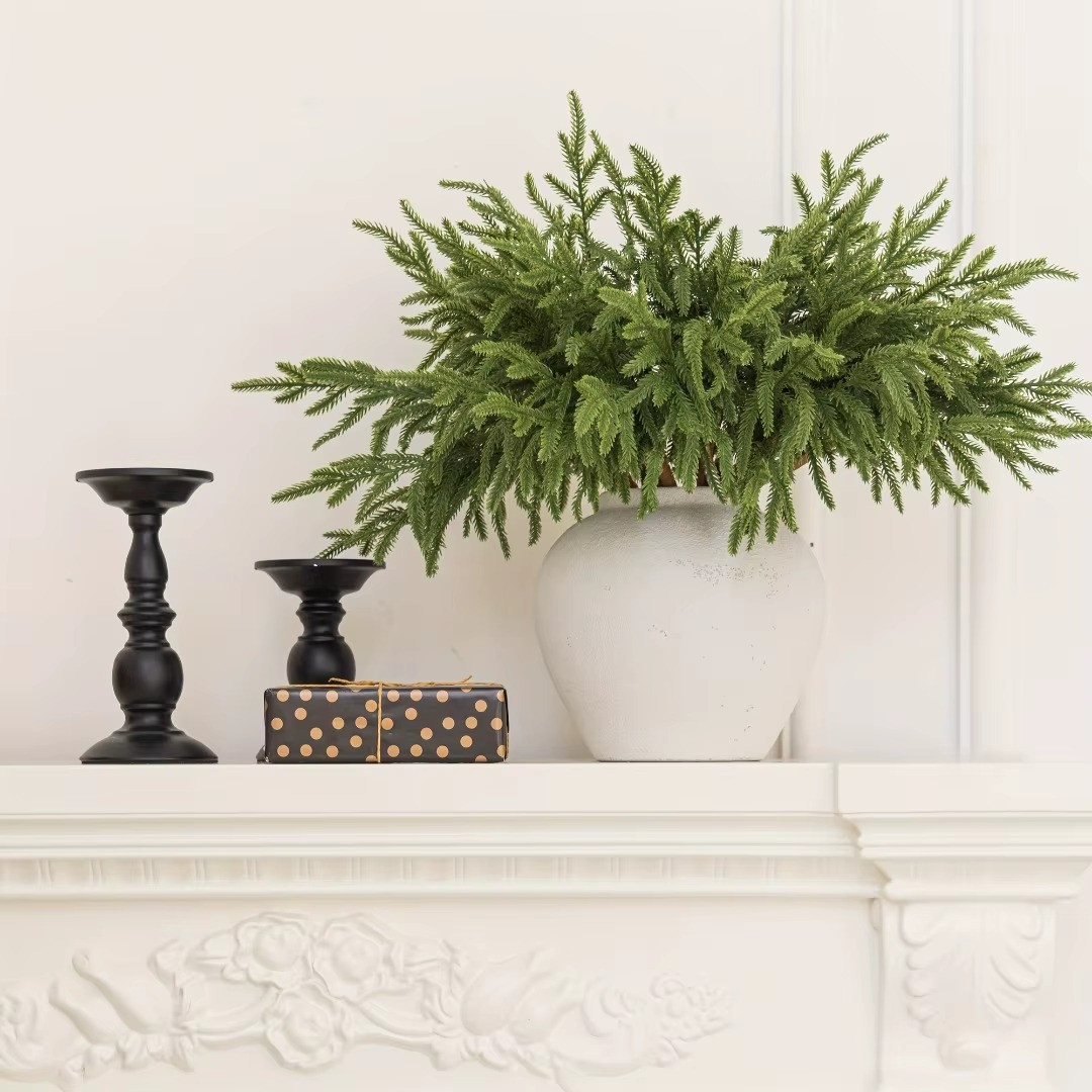 12PCS Artificial Cedar Sprigs Greenery Picks Tabletop Home Decor without pot