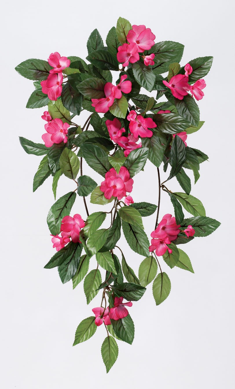Artificial Impatiens Hanging Stem, 25” Long, White