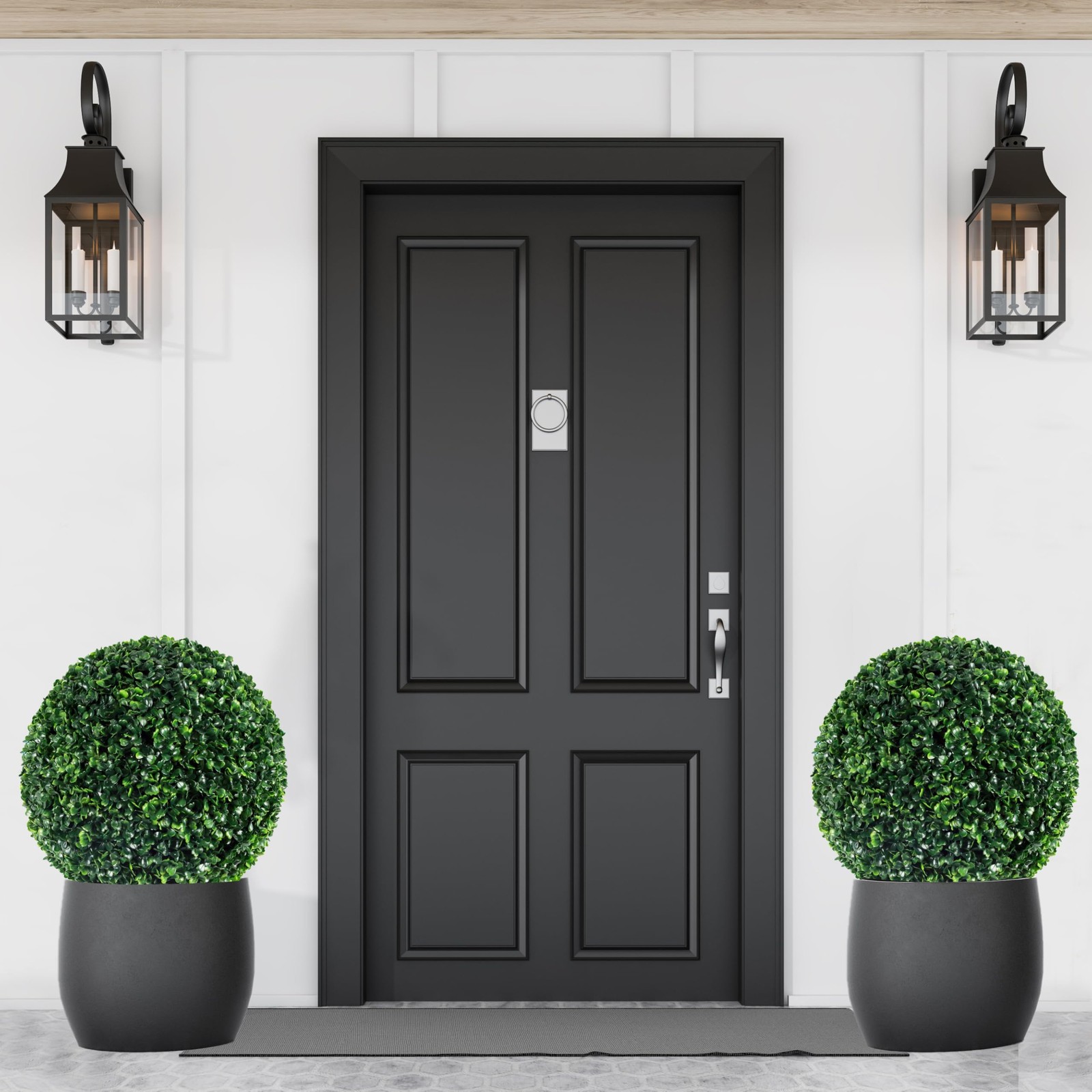 2 PCS 13.7 Inch Artificial Topiary Ball Faux Boxwood Plant Decorative Decor