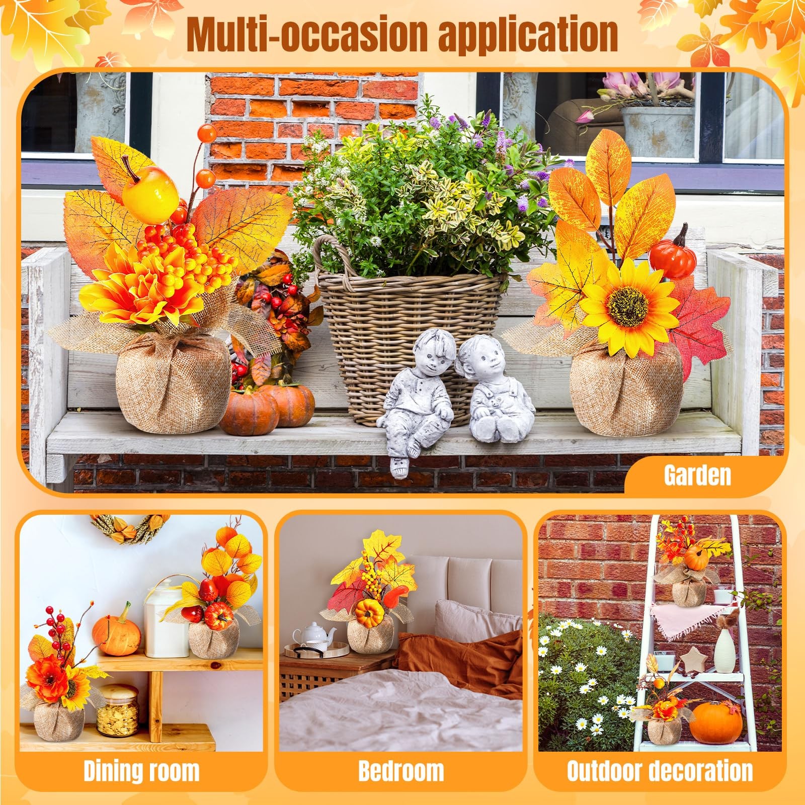 10 Pcs Thanksgiving Fall Halloween Artificial Potted Flowers Fall Decor Fake …