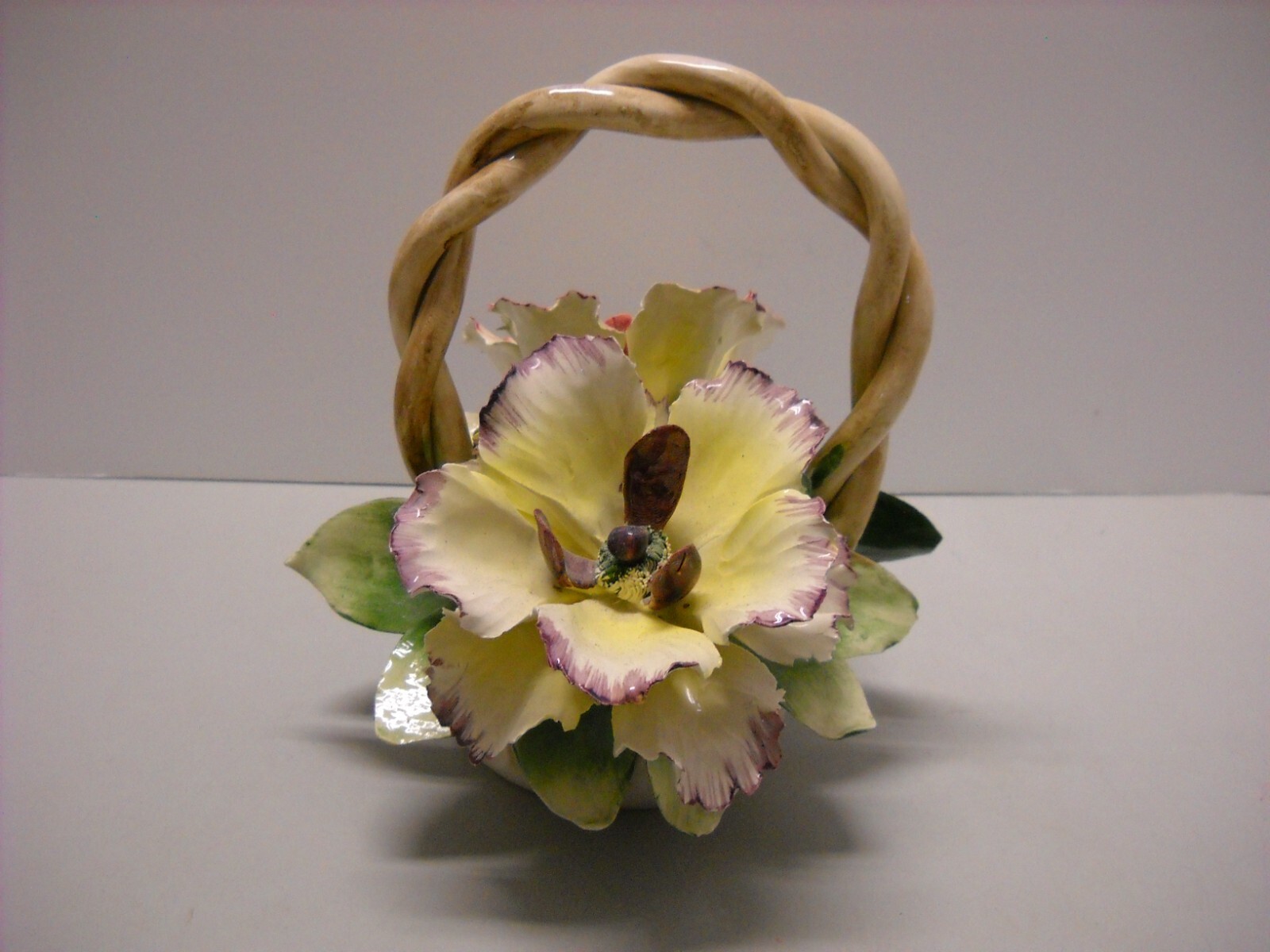 VINTAGE Capodimonte Porcelain Flower Basket Centerpiece Made in ITALY