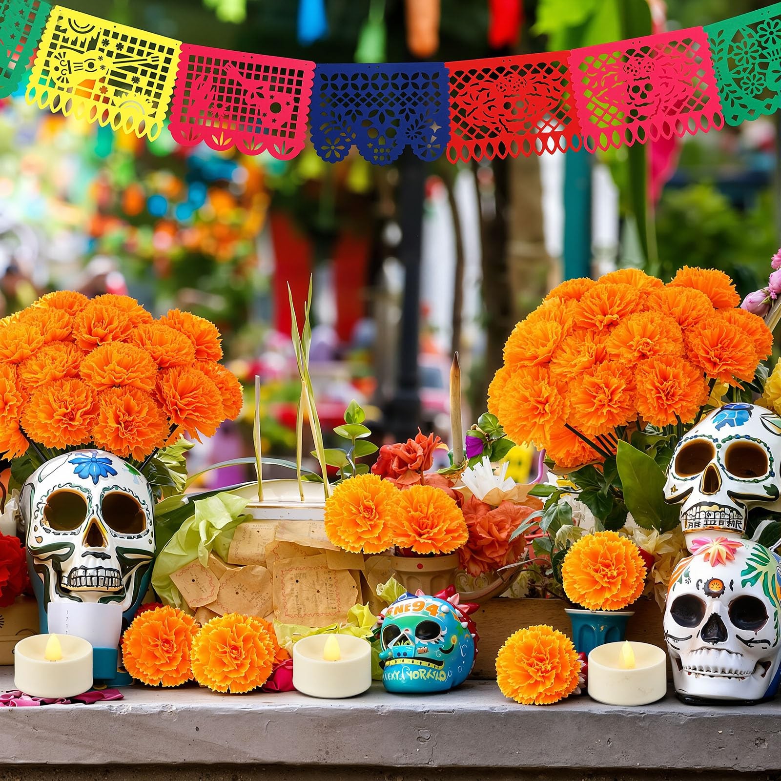 38 Pcs Day of The Dead Dia De Los Muertos Decorations Set Include 30 Artifici…