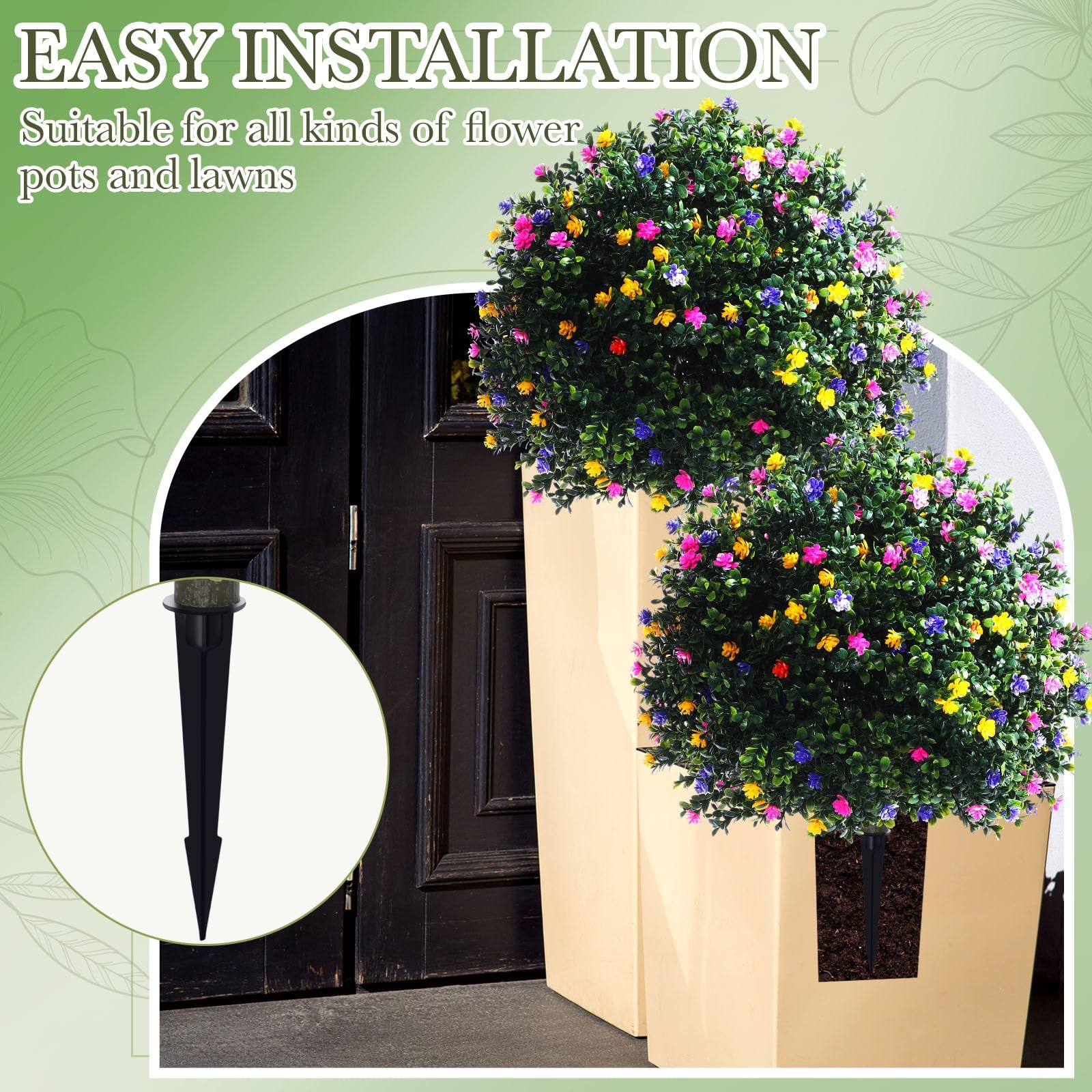 Set of 2 Artificial Boxwood Topiary Ball Tree Fake Bushes Shrubs Outdoor Faux…