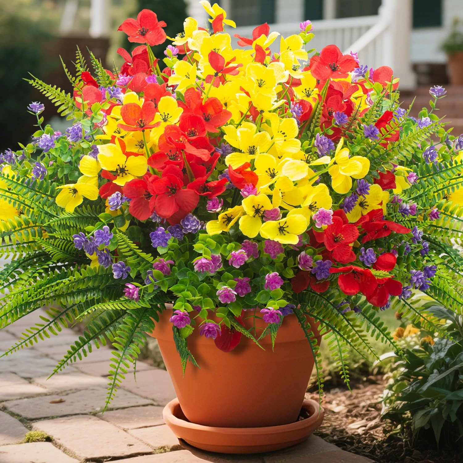 20 Packs Artificial Flowers Outdoor, Faux Plants UV Resistant Plastic Greenery f