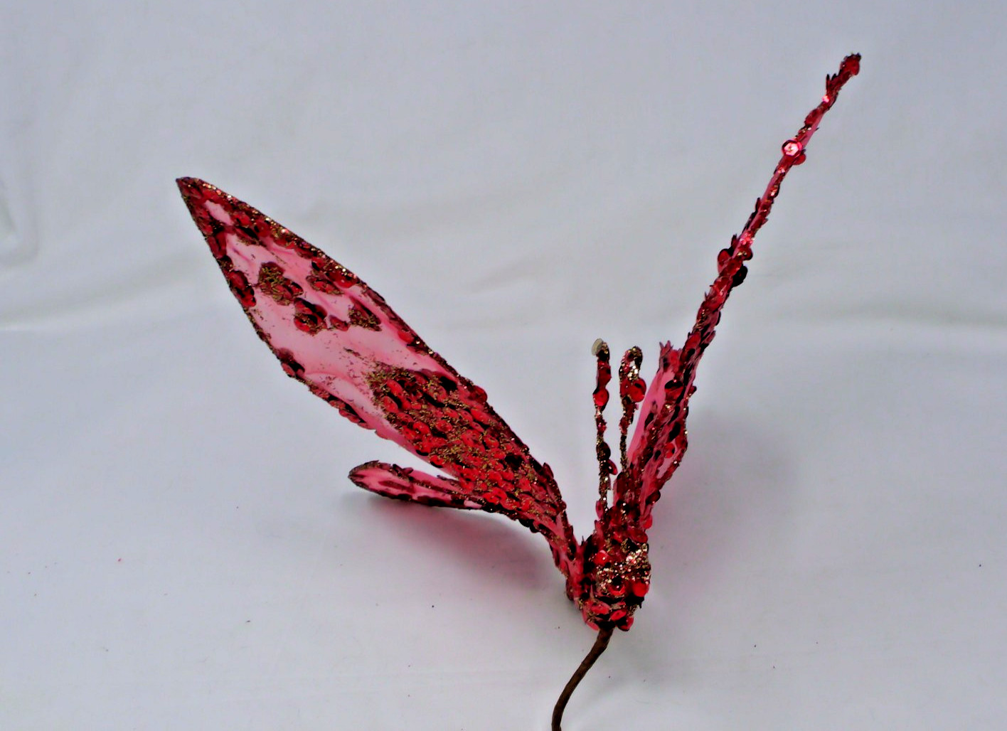 Decorative Pink Butterfly Shaped Floral Pick Decor Adjustable Wings 11″ Long