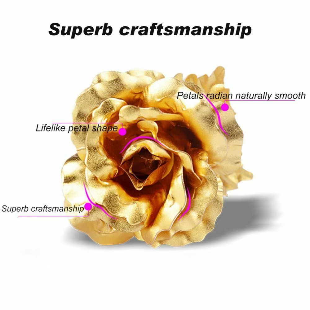 24K Gold Foil Rose Flower Creative Gift Emulated Flower Valentine’S Day Gift Si