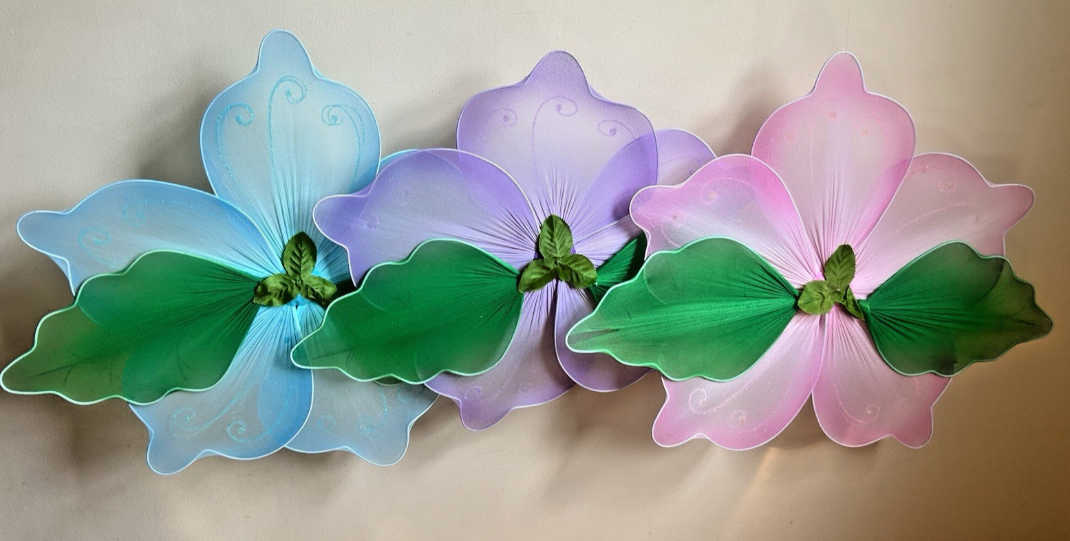 Set of 3 Large Girl’s RoomFloral Hanging Decor Flowers 21″ x 17″ Wall or Ceiling