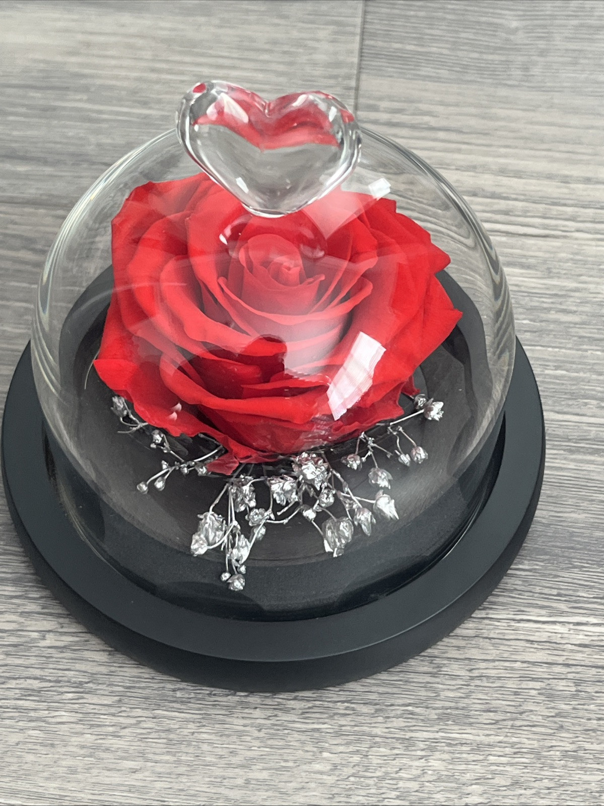 Rose Glass Dome Decorative 4,5 Inches Tall