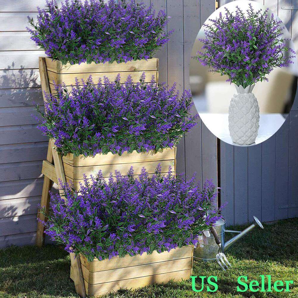 8 Bundles Artificial Flowers UV Resistant Fake Plants Outdoor Home Garden Decor