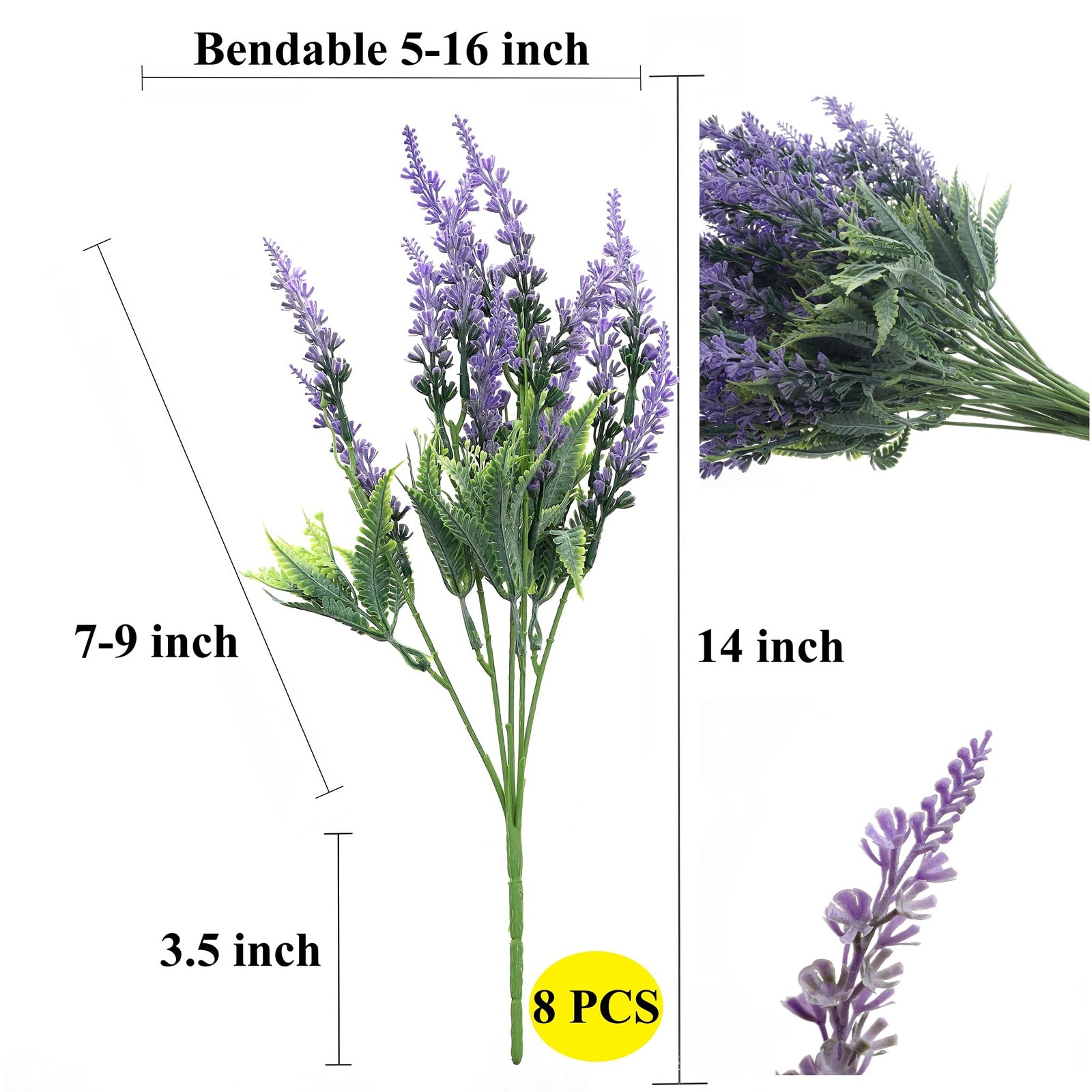 Lavender Artificial Flowers Bulk Stems Faux Greenery Plants Real-Touch Purple…