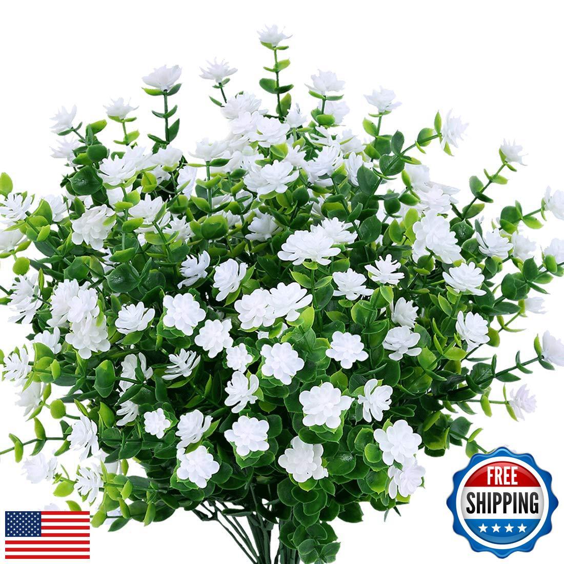 URSTOUD 24PCS Artificial Flowers, Fake Artificial Greenery UV Resistant No Fa