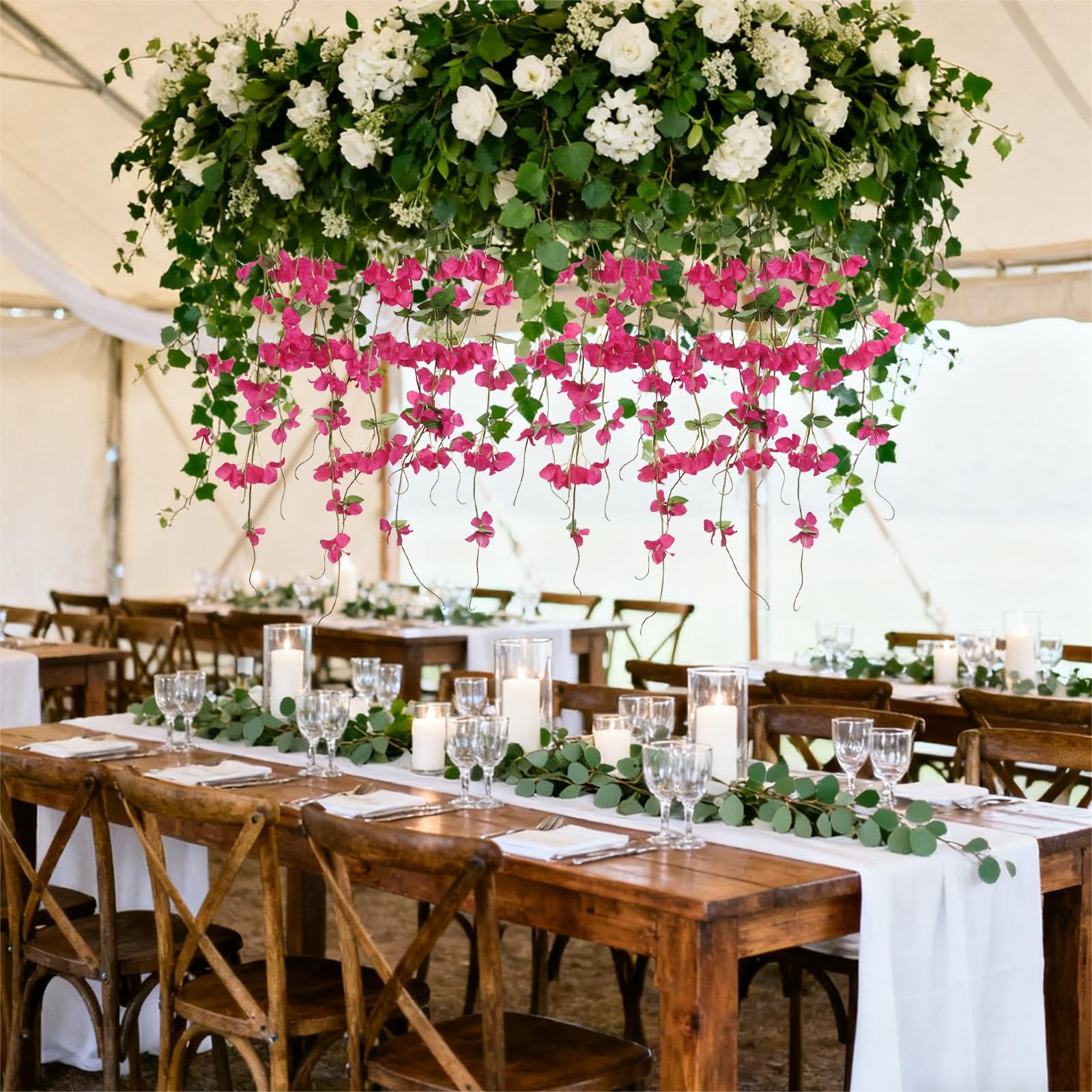 5.58FT 5PCS Bougainvillea Artificial Flowers Vines Faux Silk Hanging Bougainv…