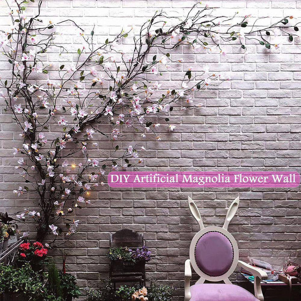 10 In. Magnolia Series Pink Artificial Magnolia Flower Tree Vine for Wedding Arc