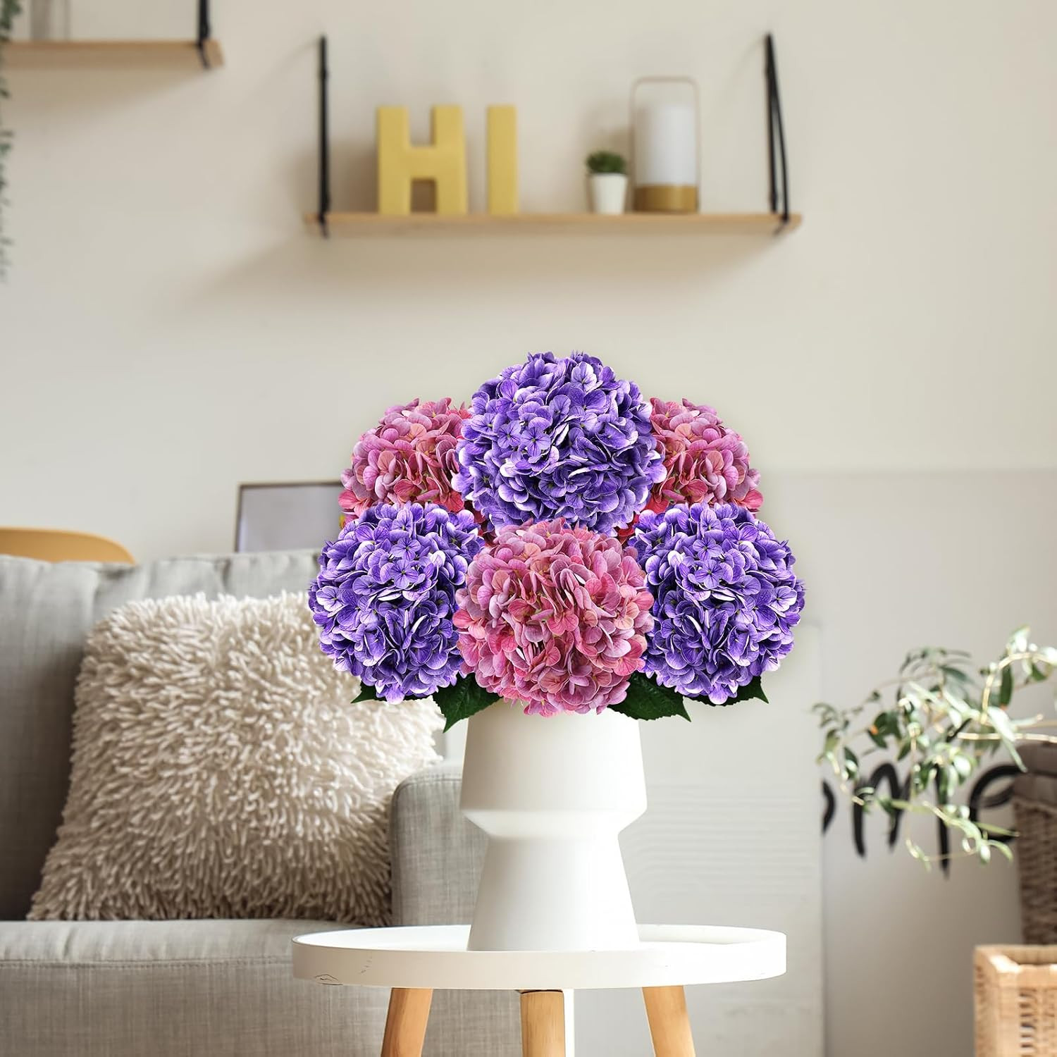 8Pcs Purple Magenta Artificial Hydrangea Flowers for Home Wedding Decor