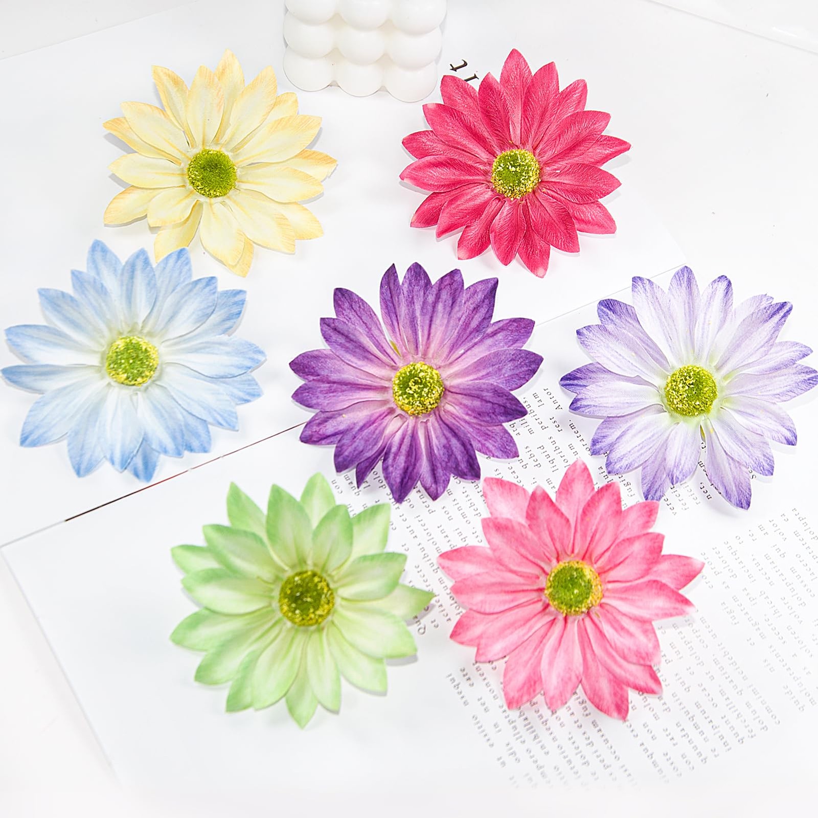 Green Artificial Daisy Flower Heads, 3.5 Inch Large Flower Heads for Crafts, …