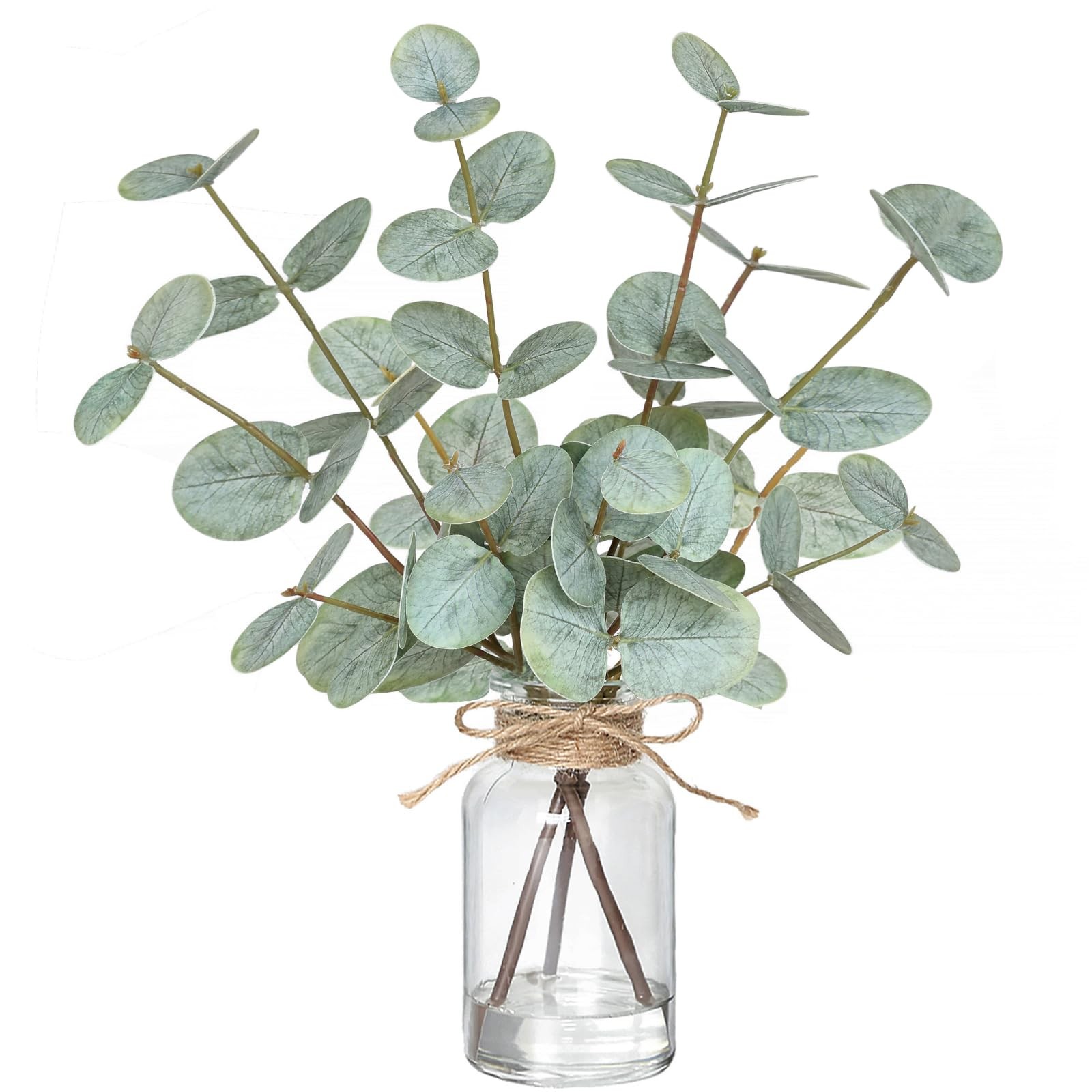 Fake Eucalyptus Stems in Vase with Faux Water,Artificial Plants Eucalyptus Le…