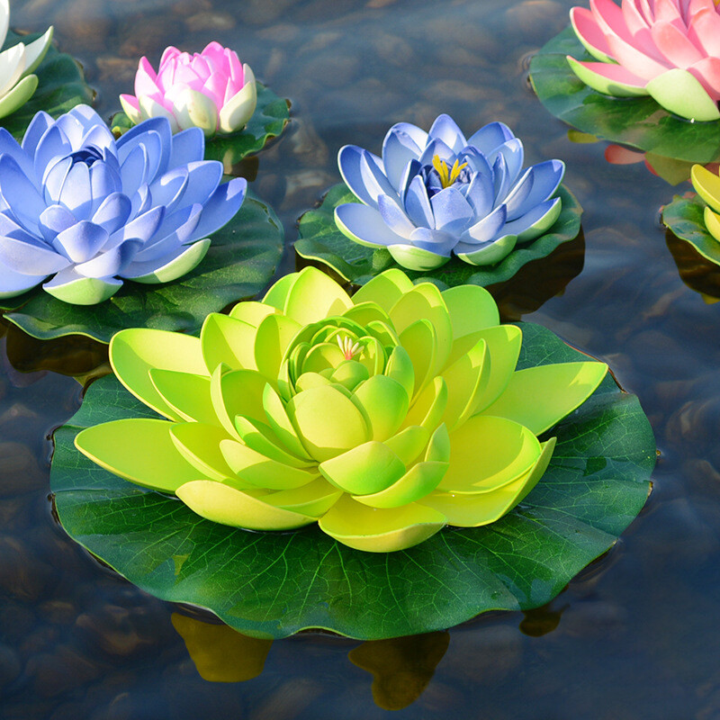 10cm/17cm Simulated Lotus Flower Fake Plant Pond Decor Artificial Water Lily.