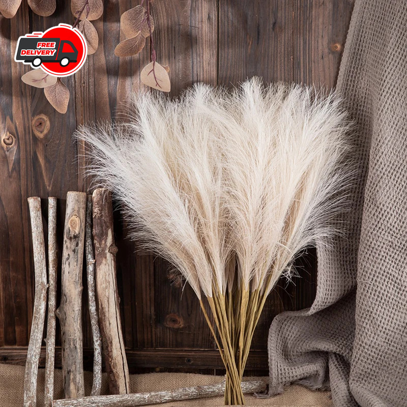 Fluffy Artificial Pampas Grass Bouquet Boho Fake Plant for Wedding Home Decor