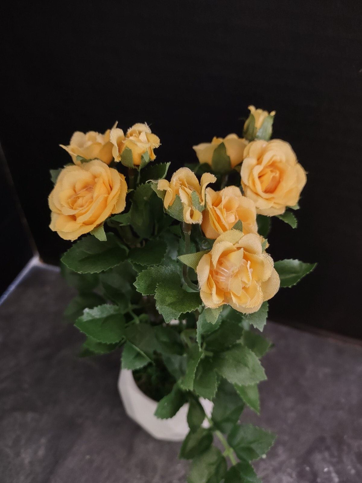 8″ Mini artificial rose bush YELLOW