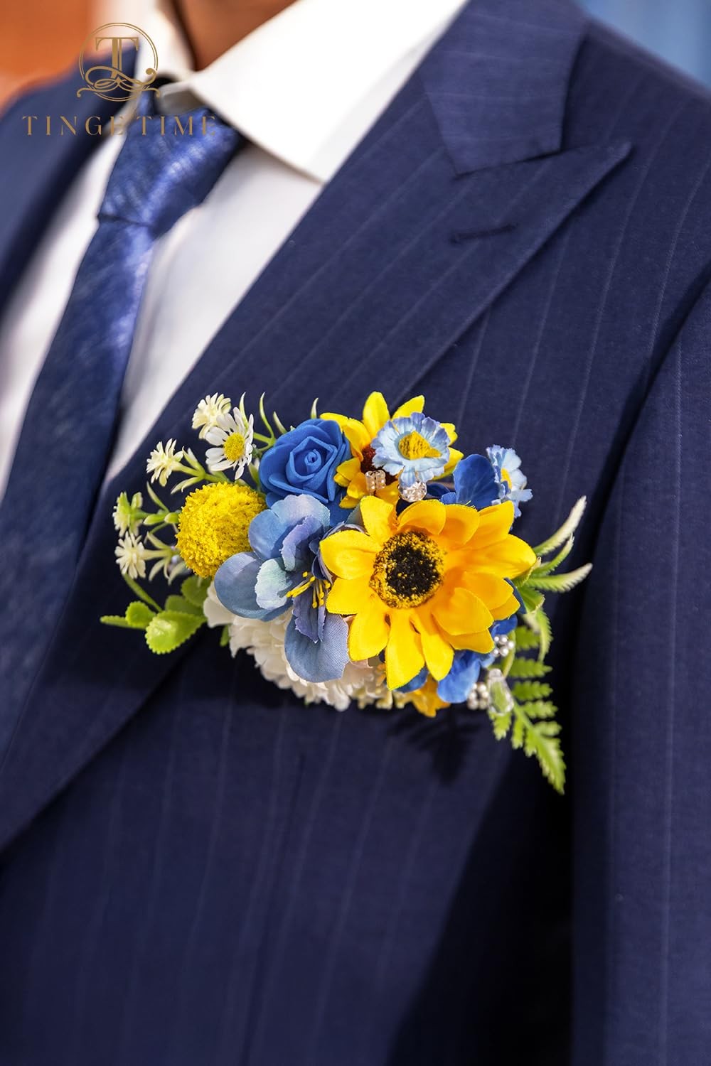 Wedding Prom Homecoming Graduation Sunflower Boutonniere Suit Decor