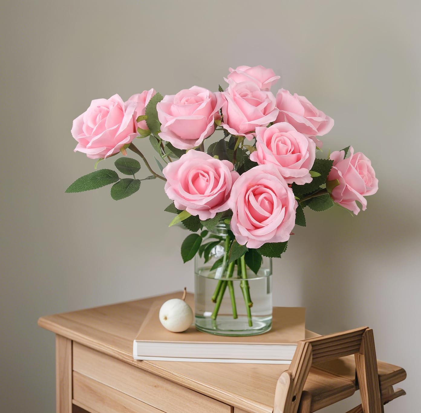 Artificial Roses Bulk Pink Silk Rose with Stem, 52pcs Fake Flowers Decoration…
