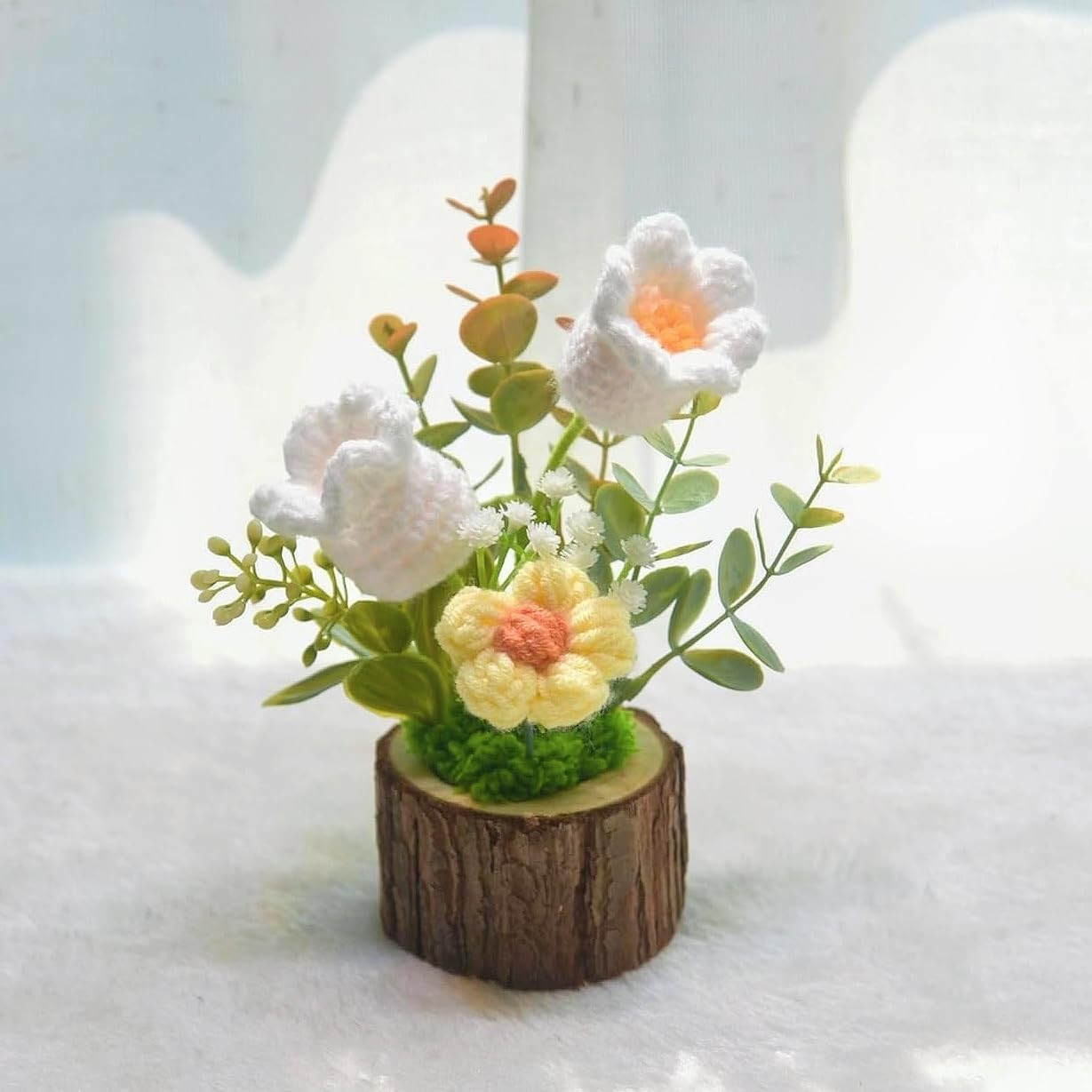 Crochet Flowers Lily Of The Valley Bouquet Creative Knitted Potted Plant Mini