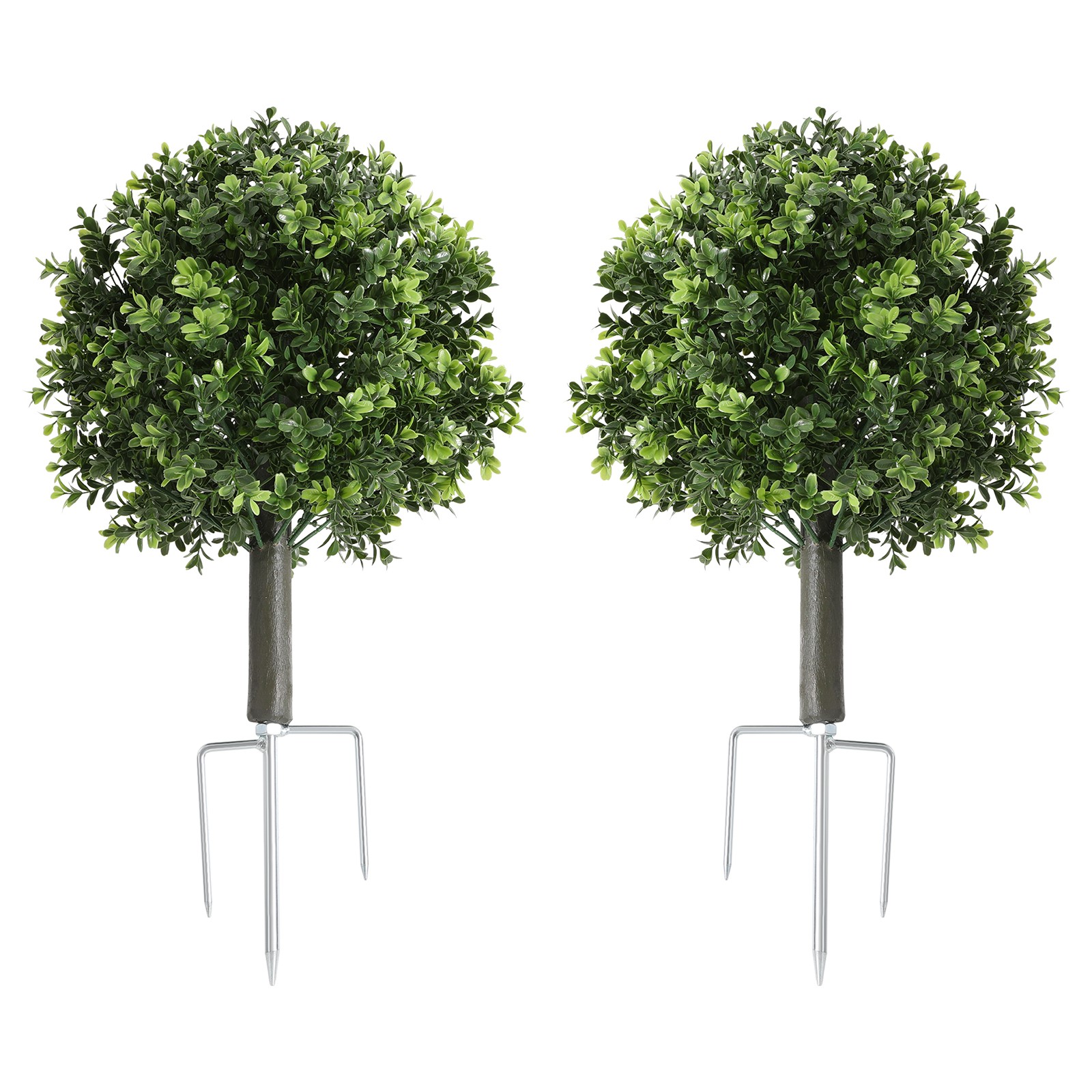 2pcs 22 inch Artificial Boxwood Topiary Ball Trees With Ground Spike UV-Tolerant