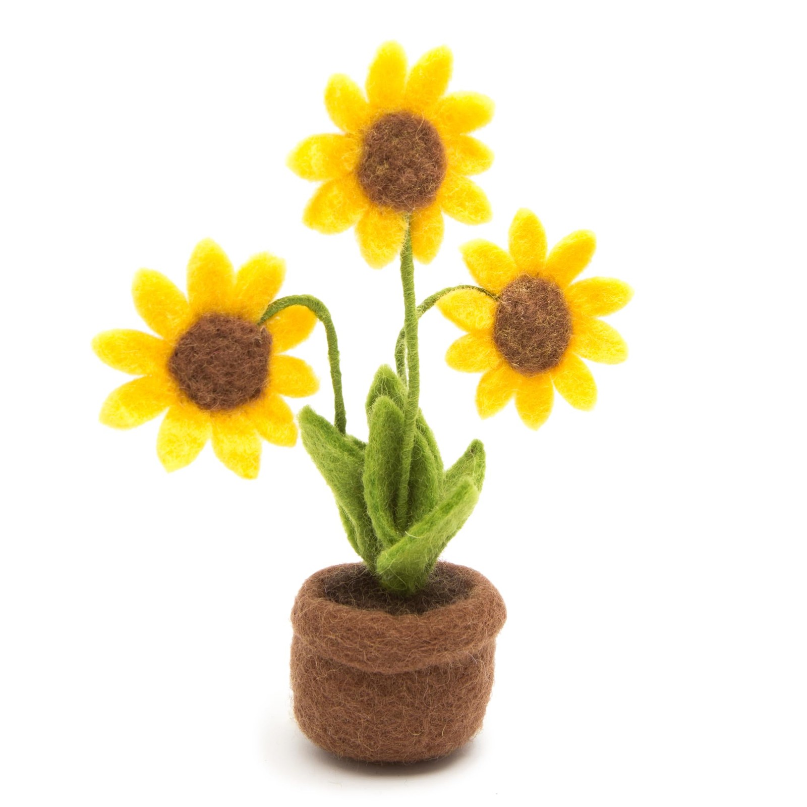 Wool Felt Sunflower in Pot – Handmade Knitted Flowers, Fake Plant Decor for O…