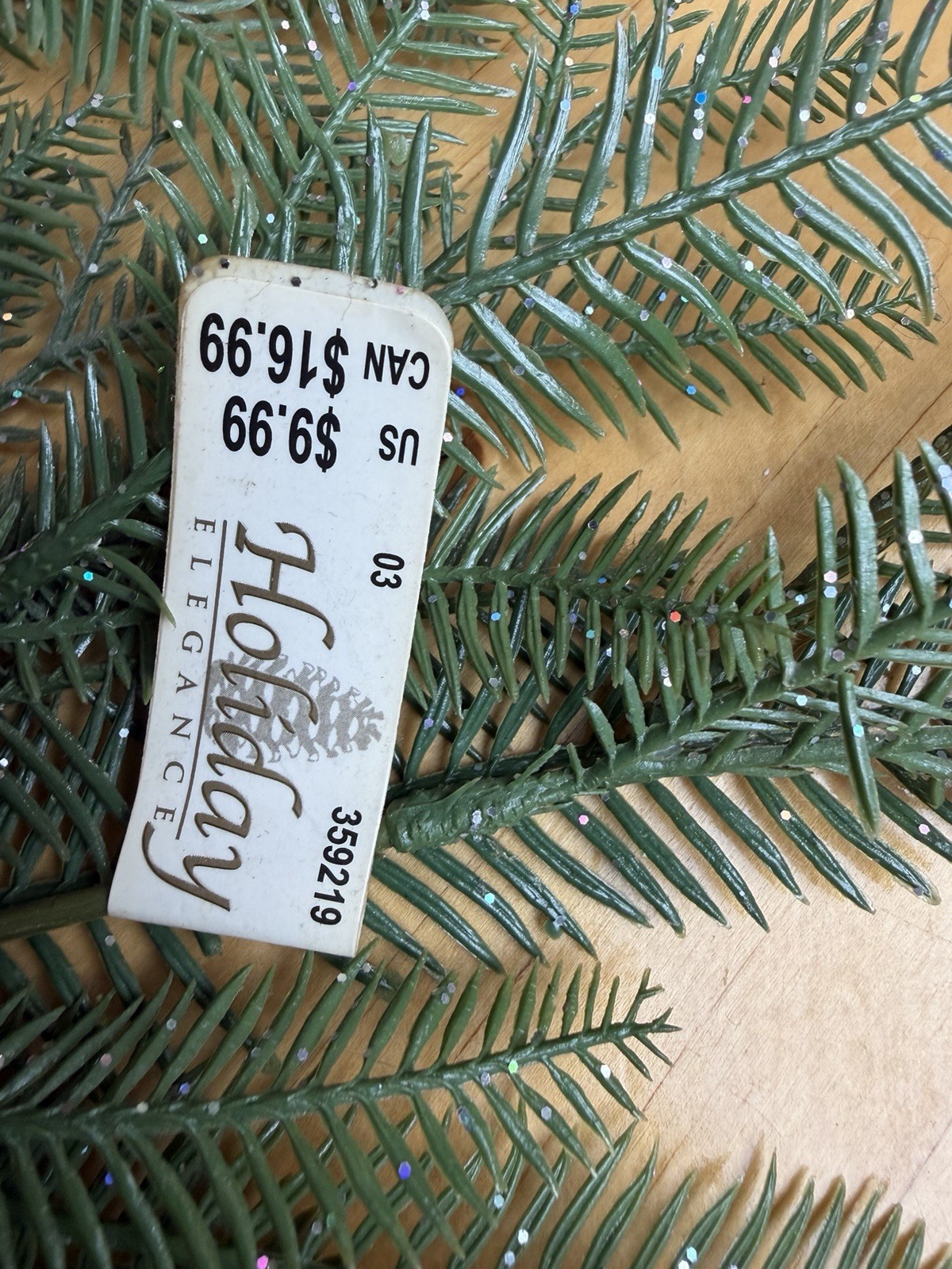 Lot of 17 Glittered Artificial Pine Branches – 1 Full Bush Stem + 16 Sprigs